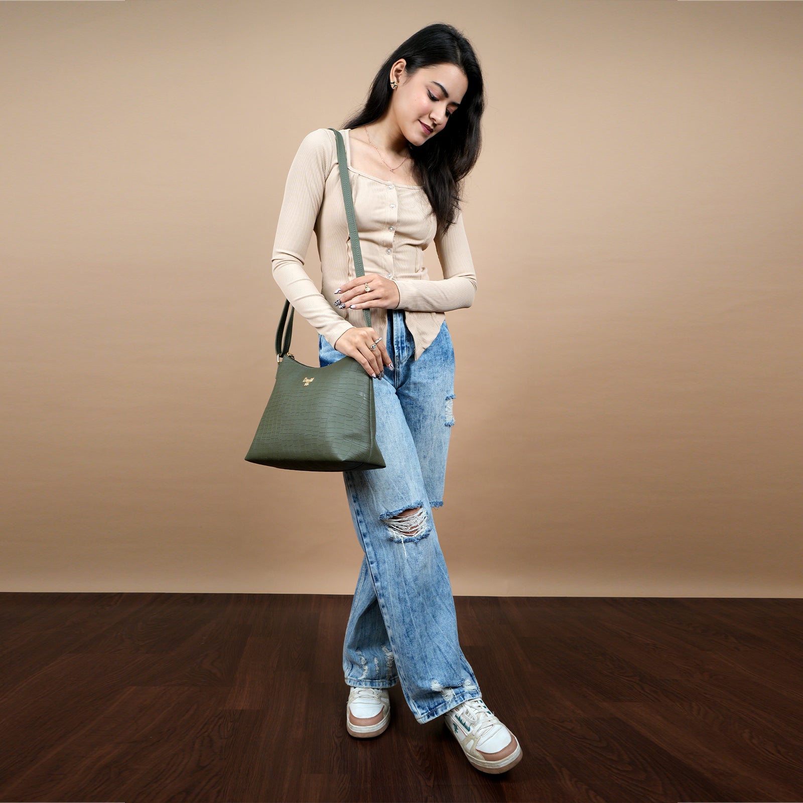 York Green Medium Hobo Bags