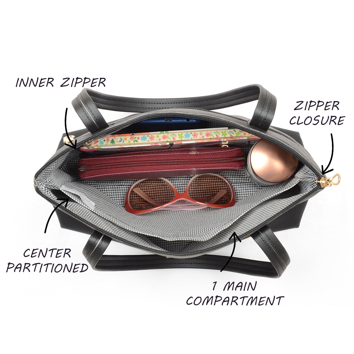 Jozu Black Medium Tote Bag