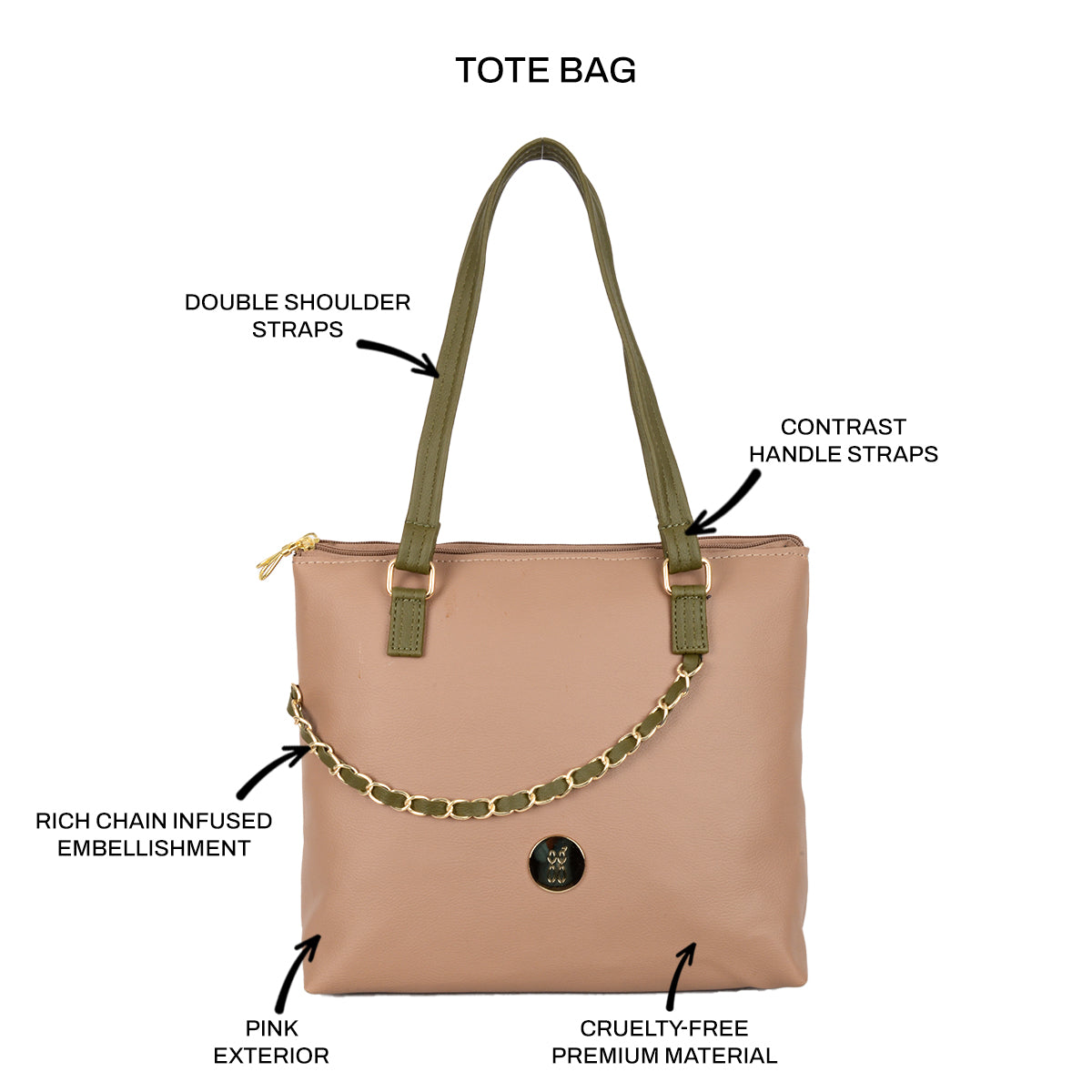 Hirore Beige Medium Tote Bags-1