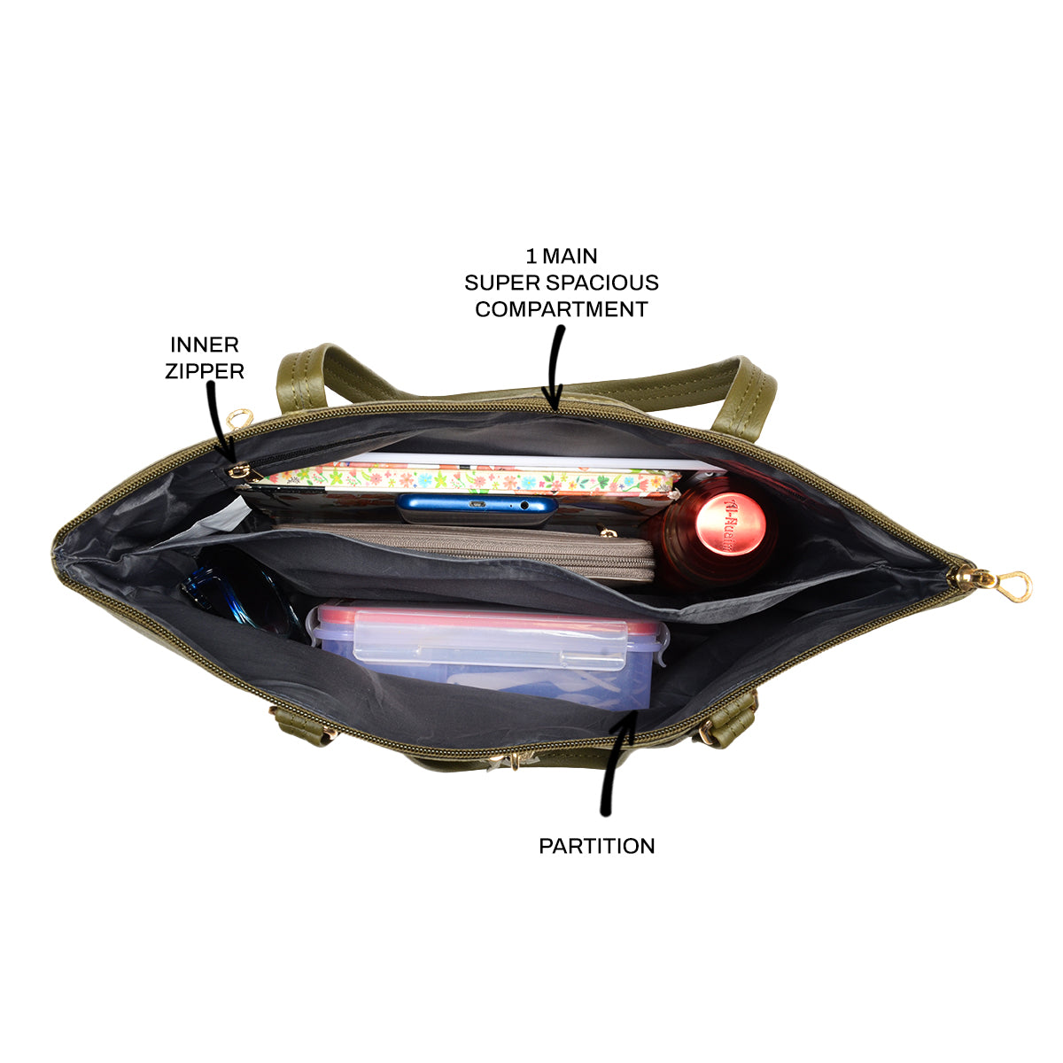 Dalwi Green Large Tote Bags-1