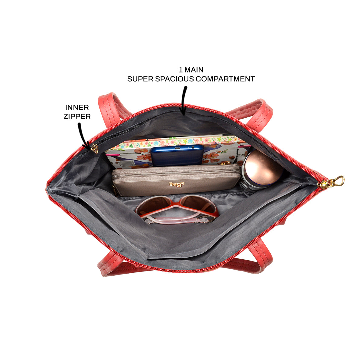 Vinci Red Large Tote Bags-1