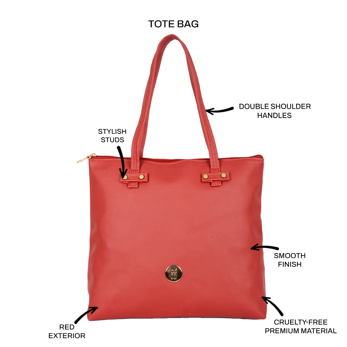 Vinci Red Large Tote Bags-1