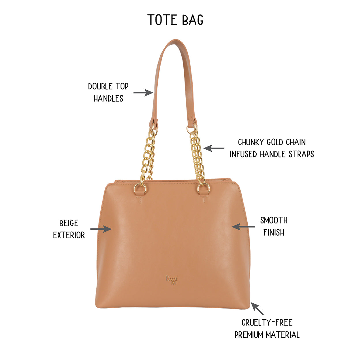Dxb Beige Large Tote Bags
