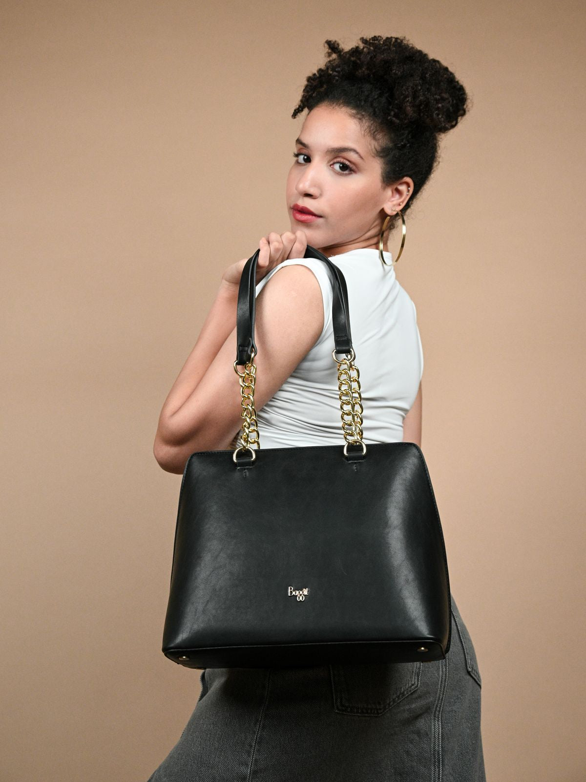 Dxb Black Large Tote Bags