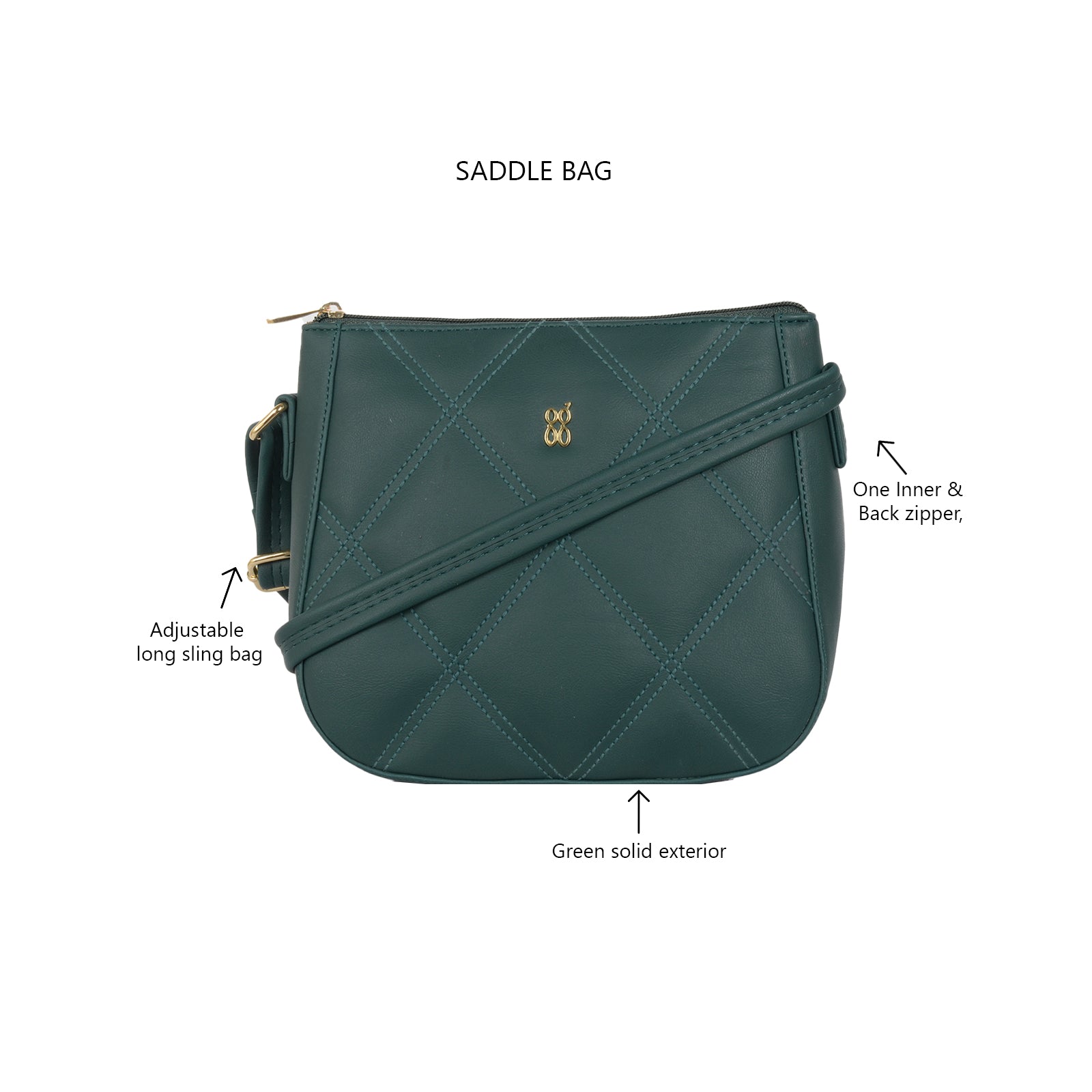 Aubrey Green Small Saddle Bag