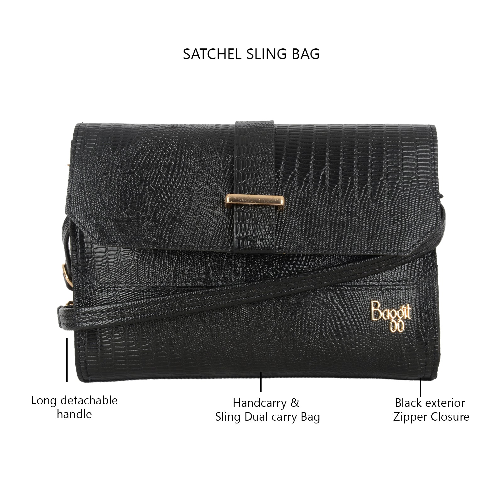 Oabrina Black Small Satchel Sling Bag