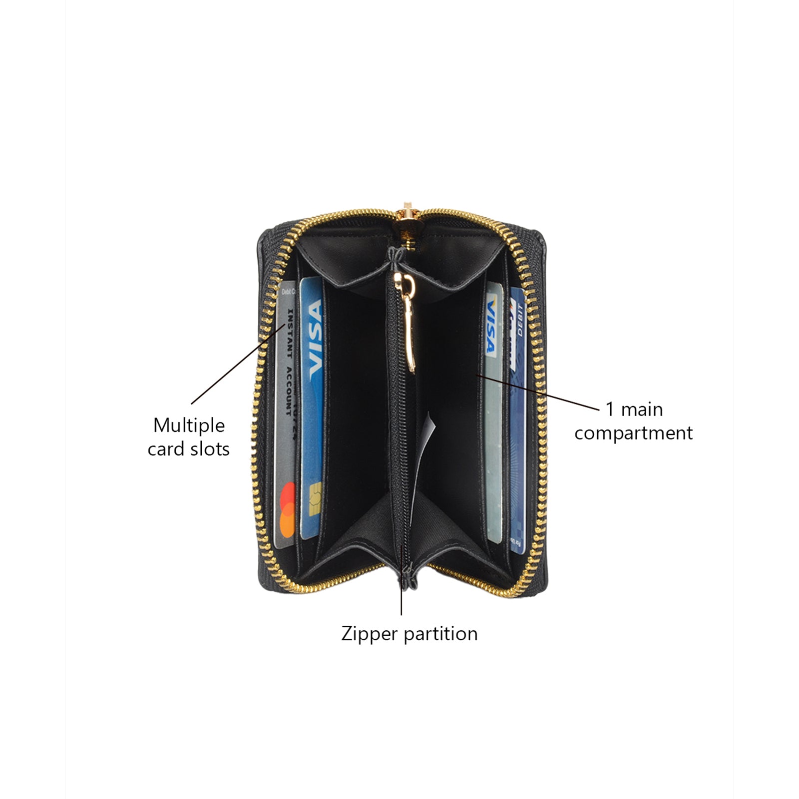 Varian Black Small Ziparound Wallet