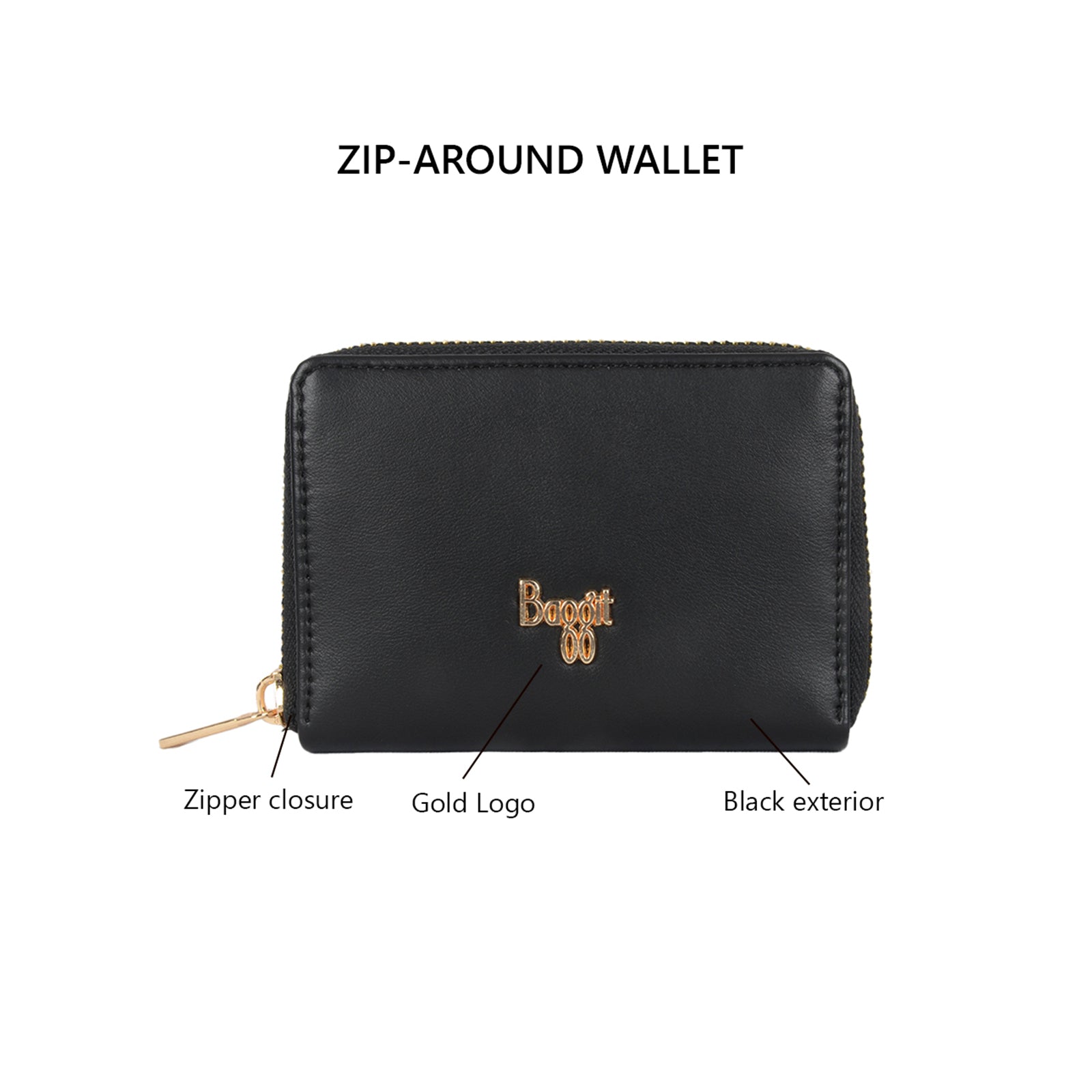 Varian Black Small Ziparound Wallet