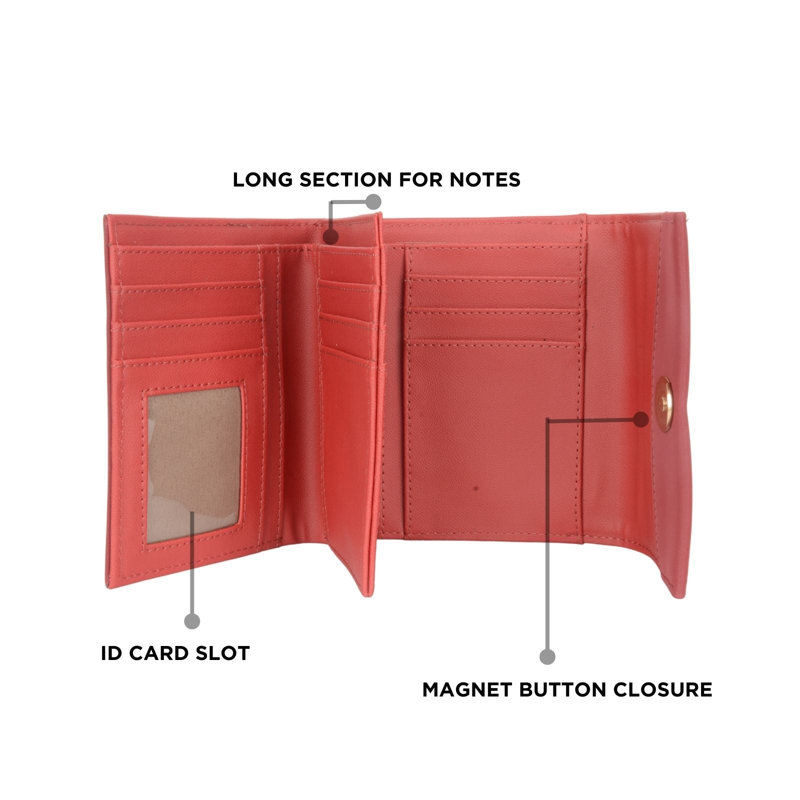 Coko Red Small Three Fold Wallet