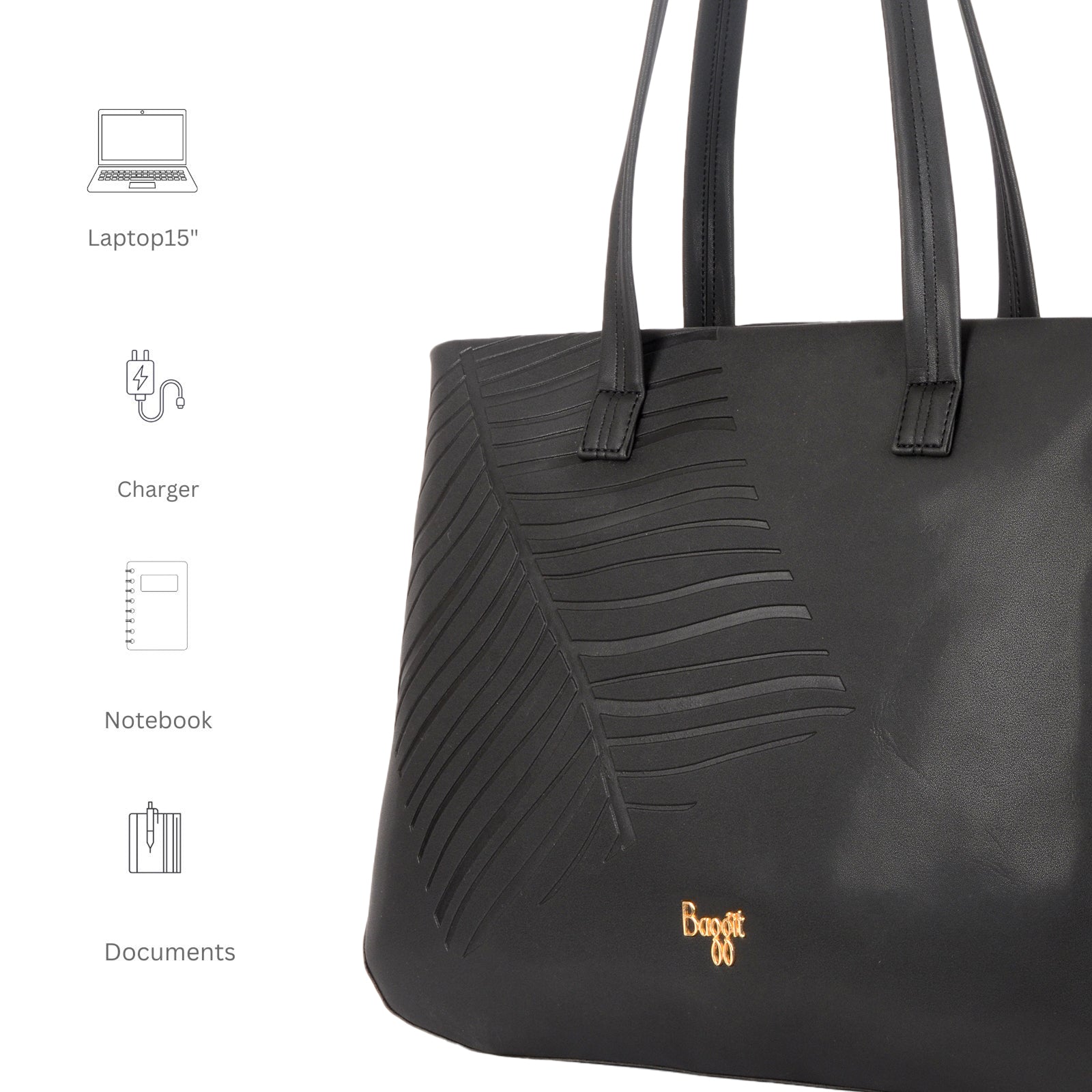 Petaline Black Large Tote Bag