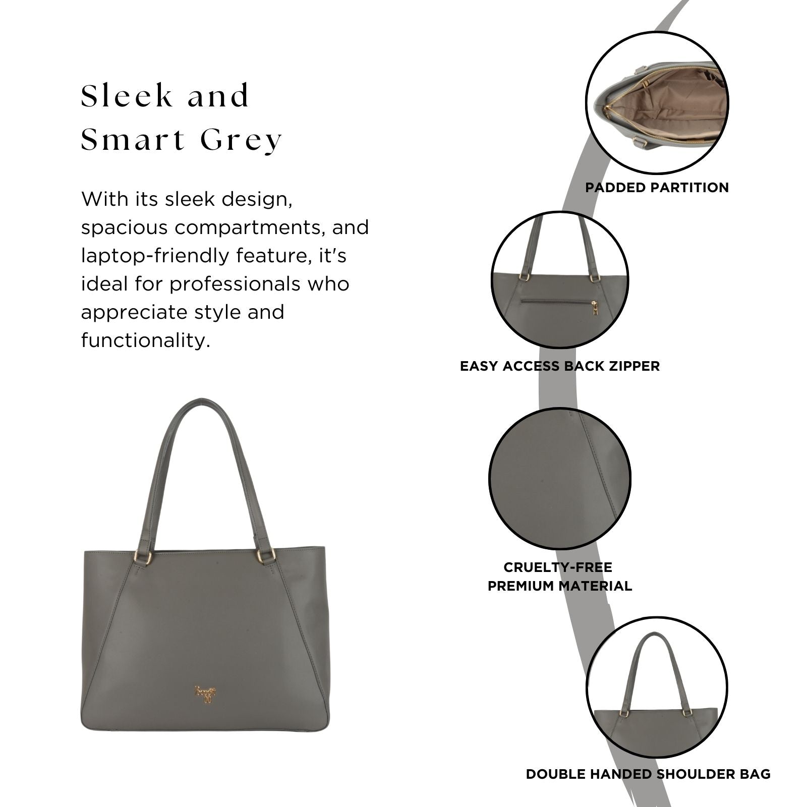 Yoko Grey Large Tote Bag