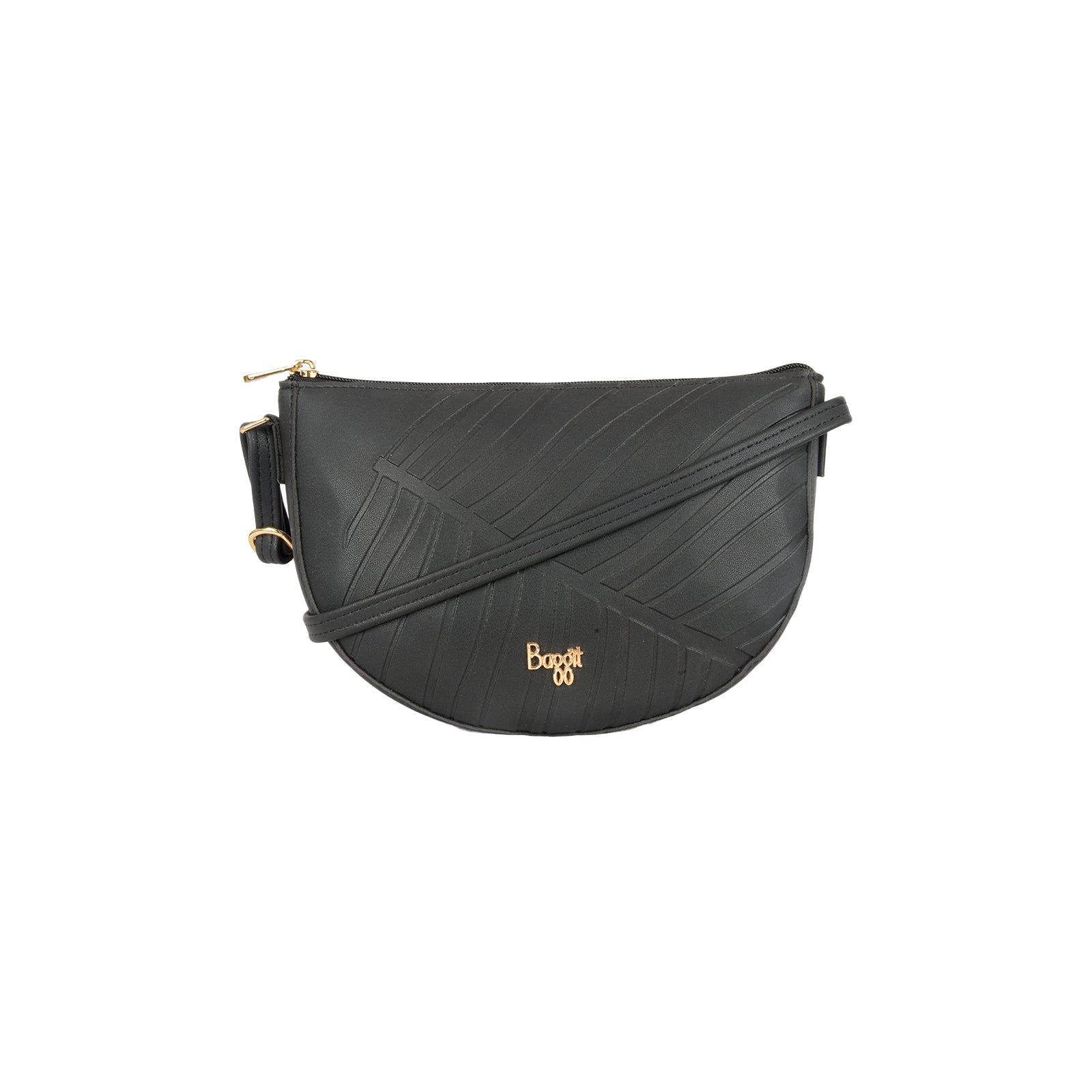 Leafy Black Small Saddle Bag