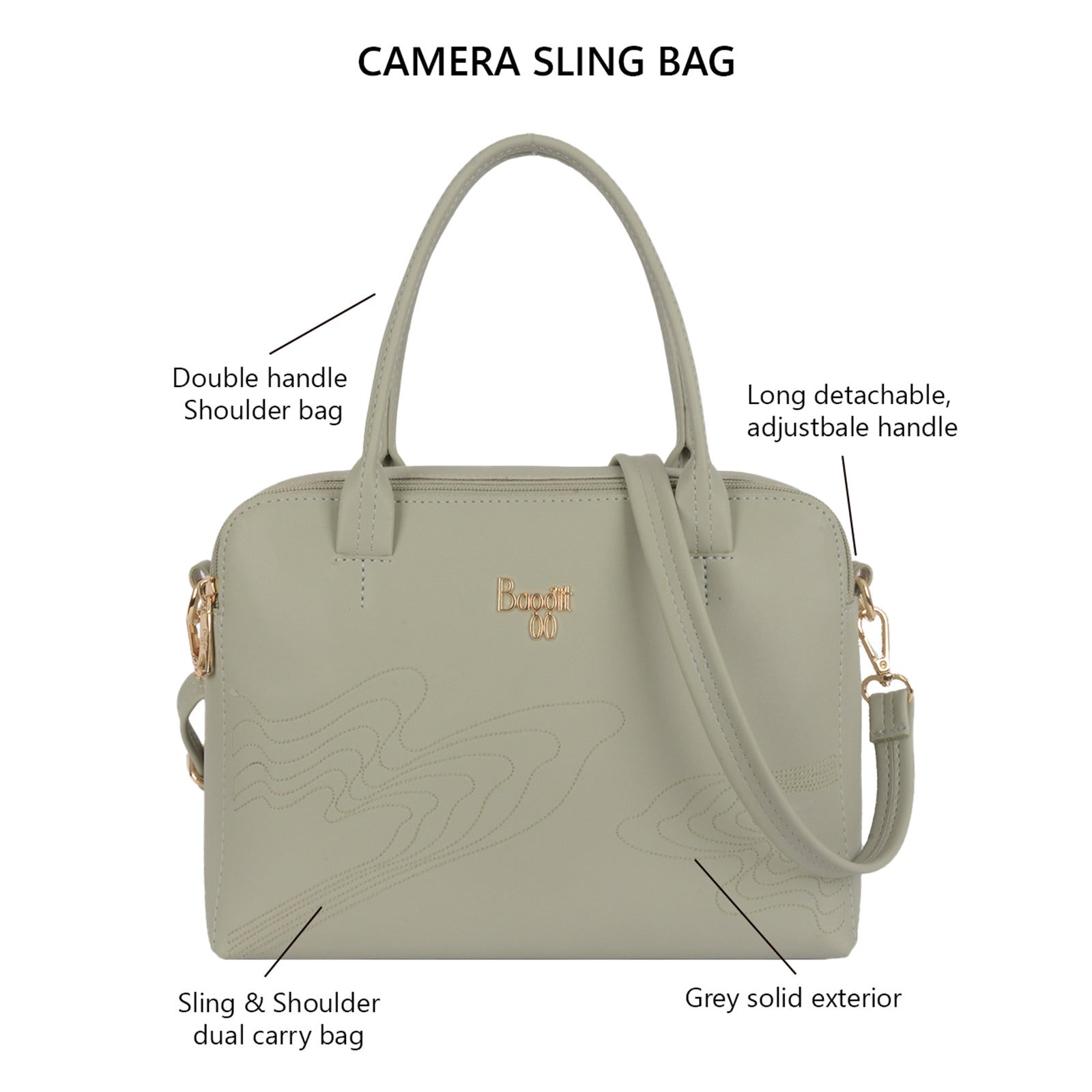 Archies Grey Medium Camera Bag