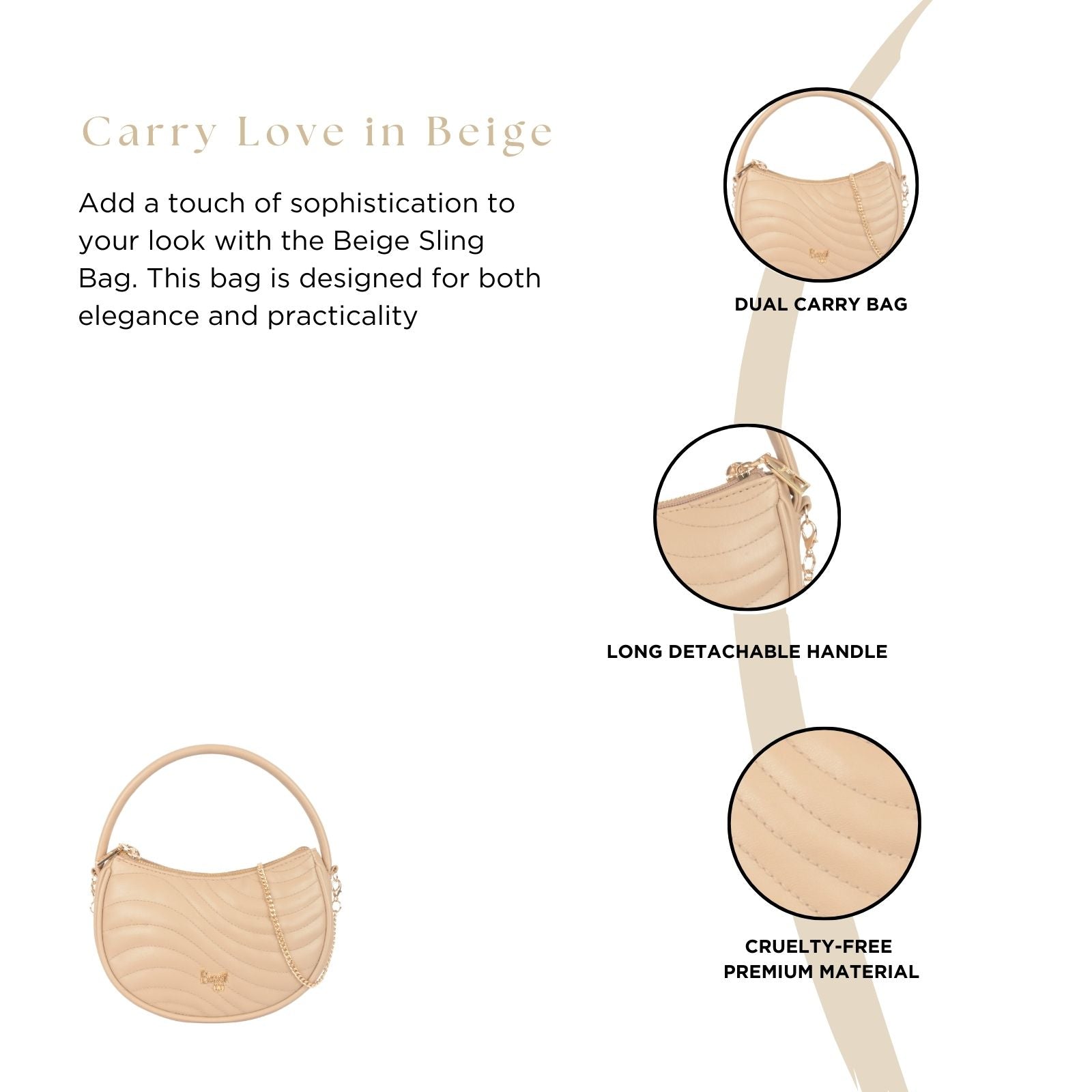 Curling Beige Small Sling Bag