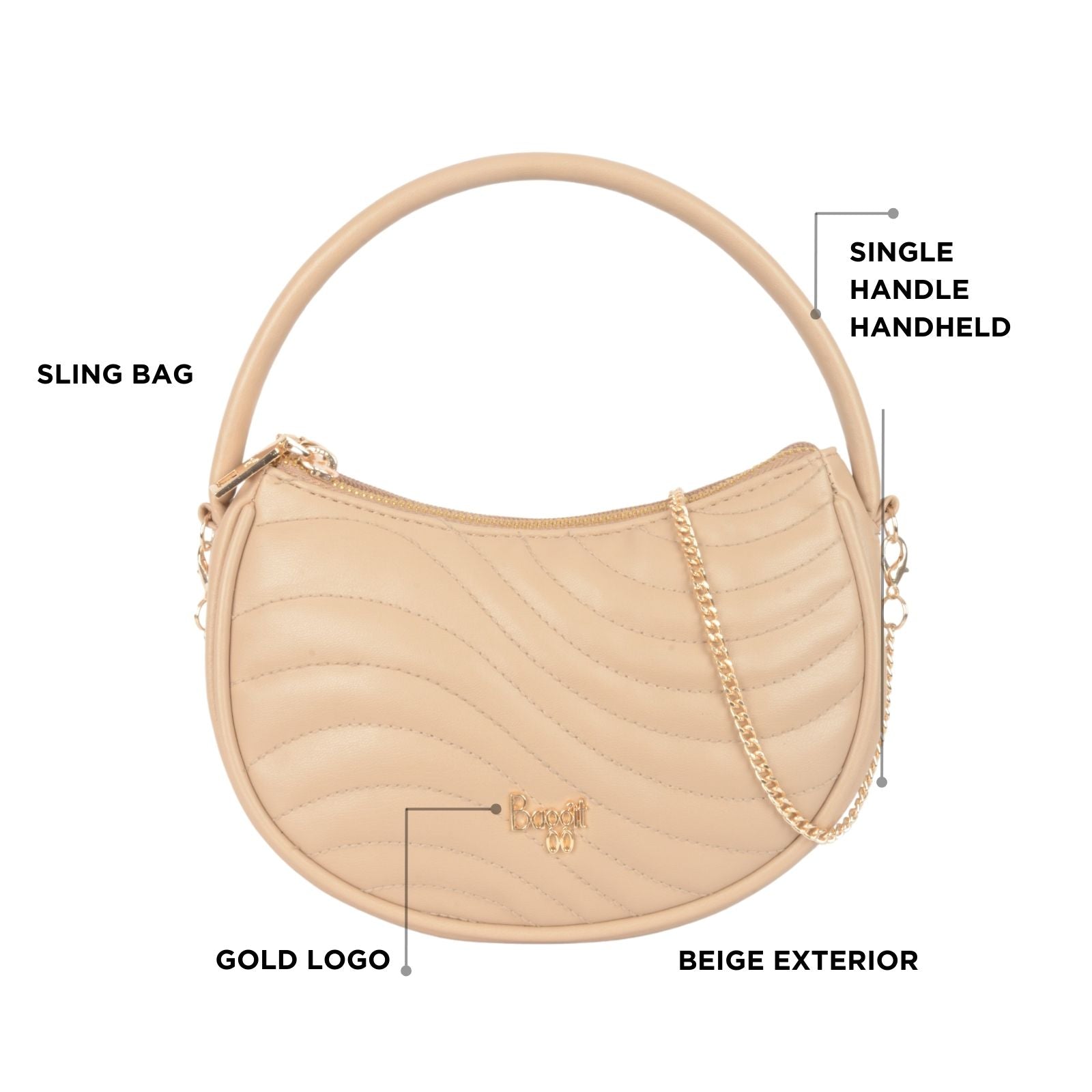 Curling Beige Small Sling Bag