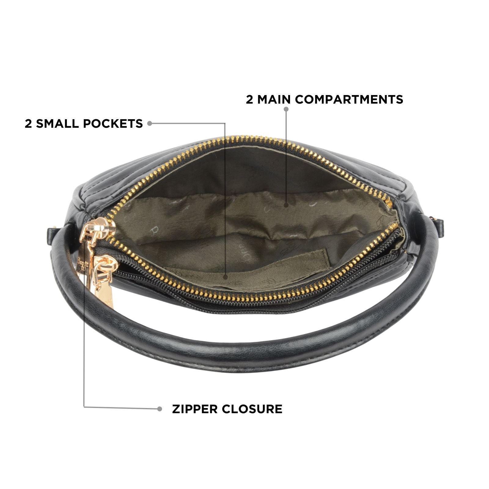 Curling Black Small Sling Bag