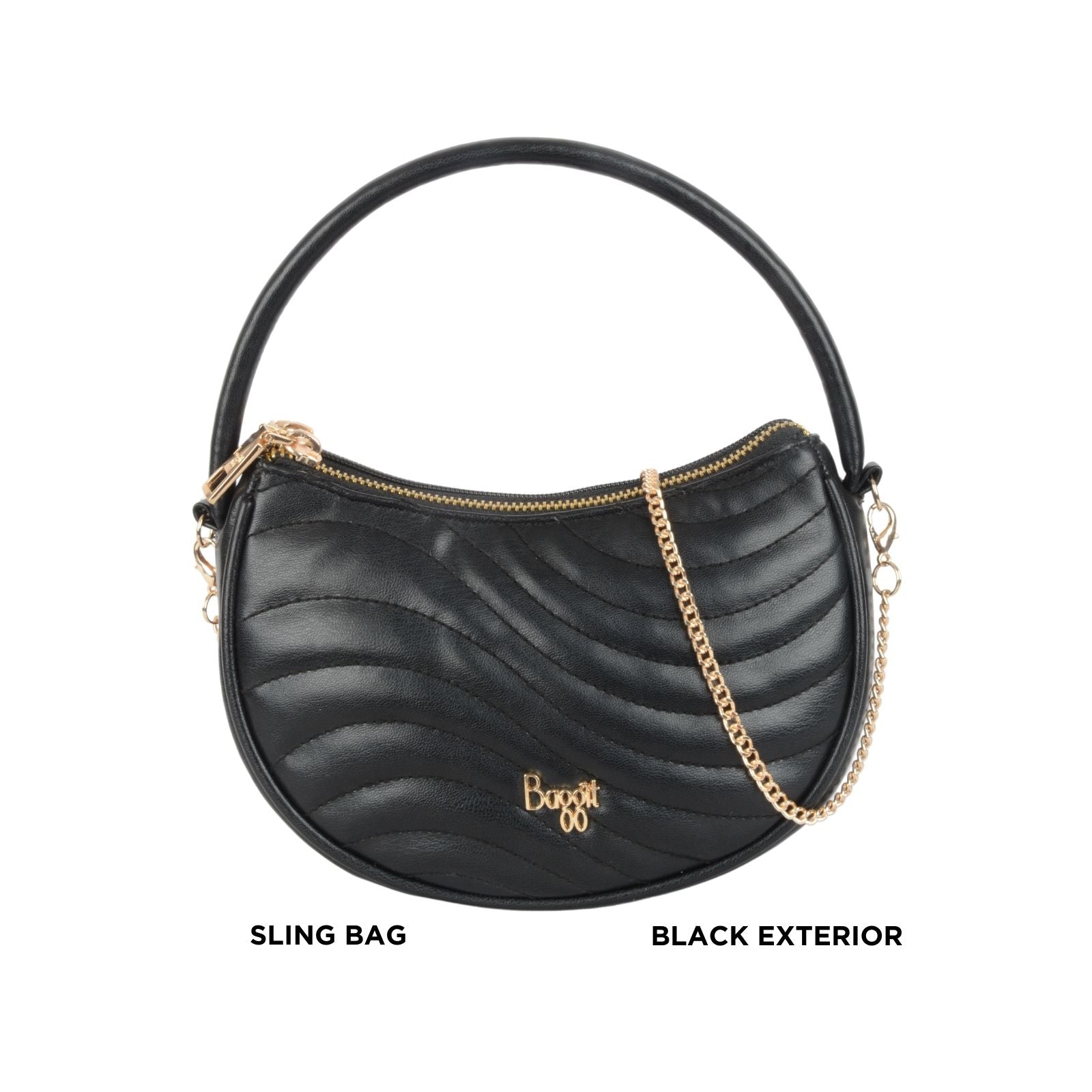 Curling Black Small Sling Bag