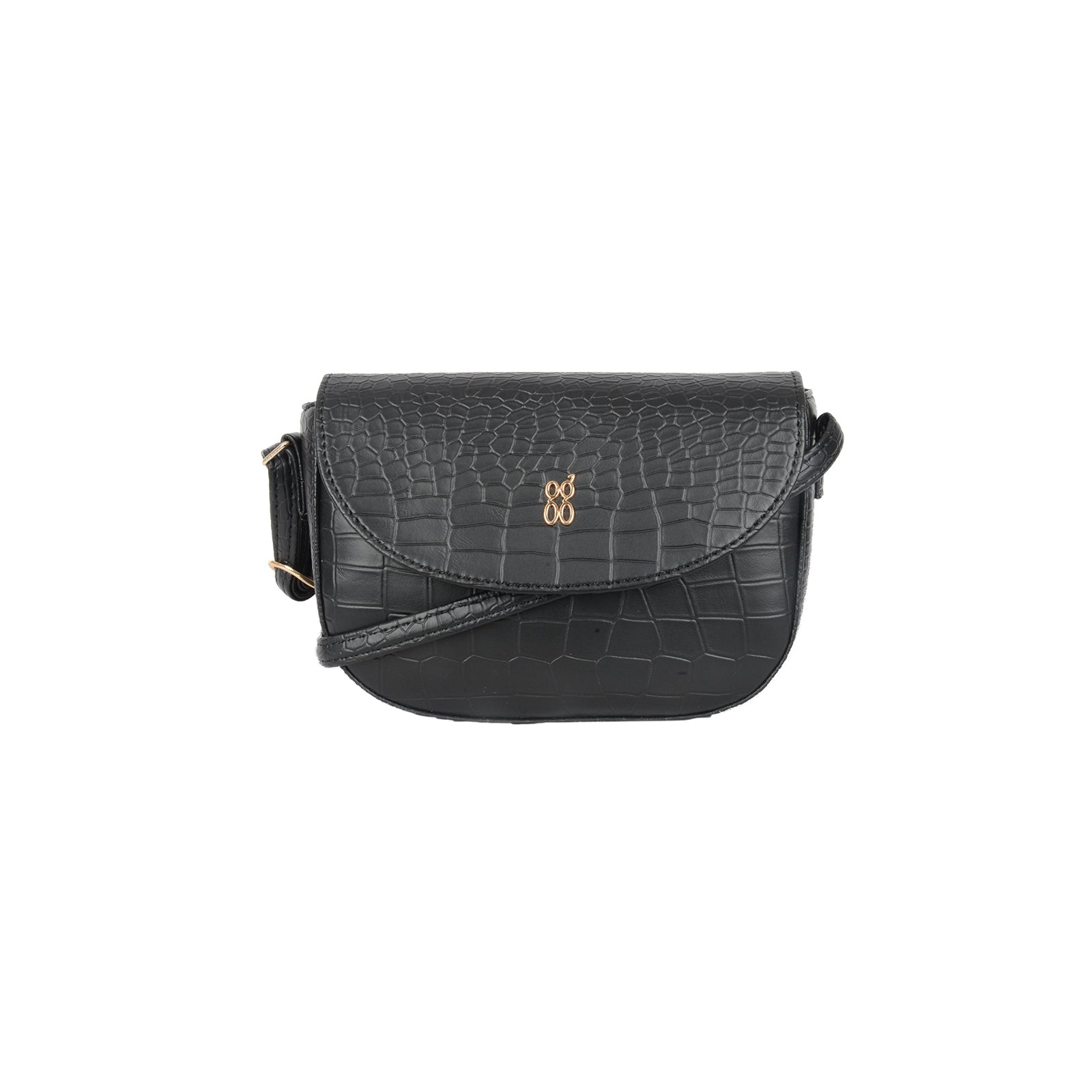 Elodie Black Small Saddle Sling Bag
