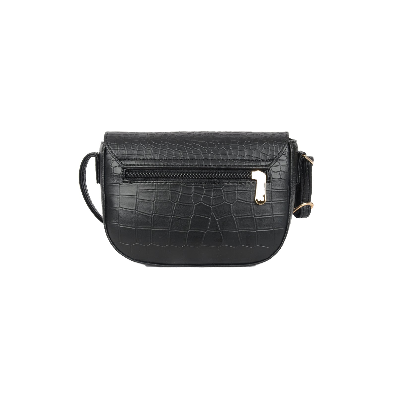 Elodie Black Small Saddle Sling Bag