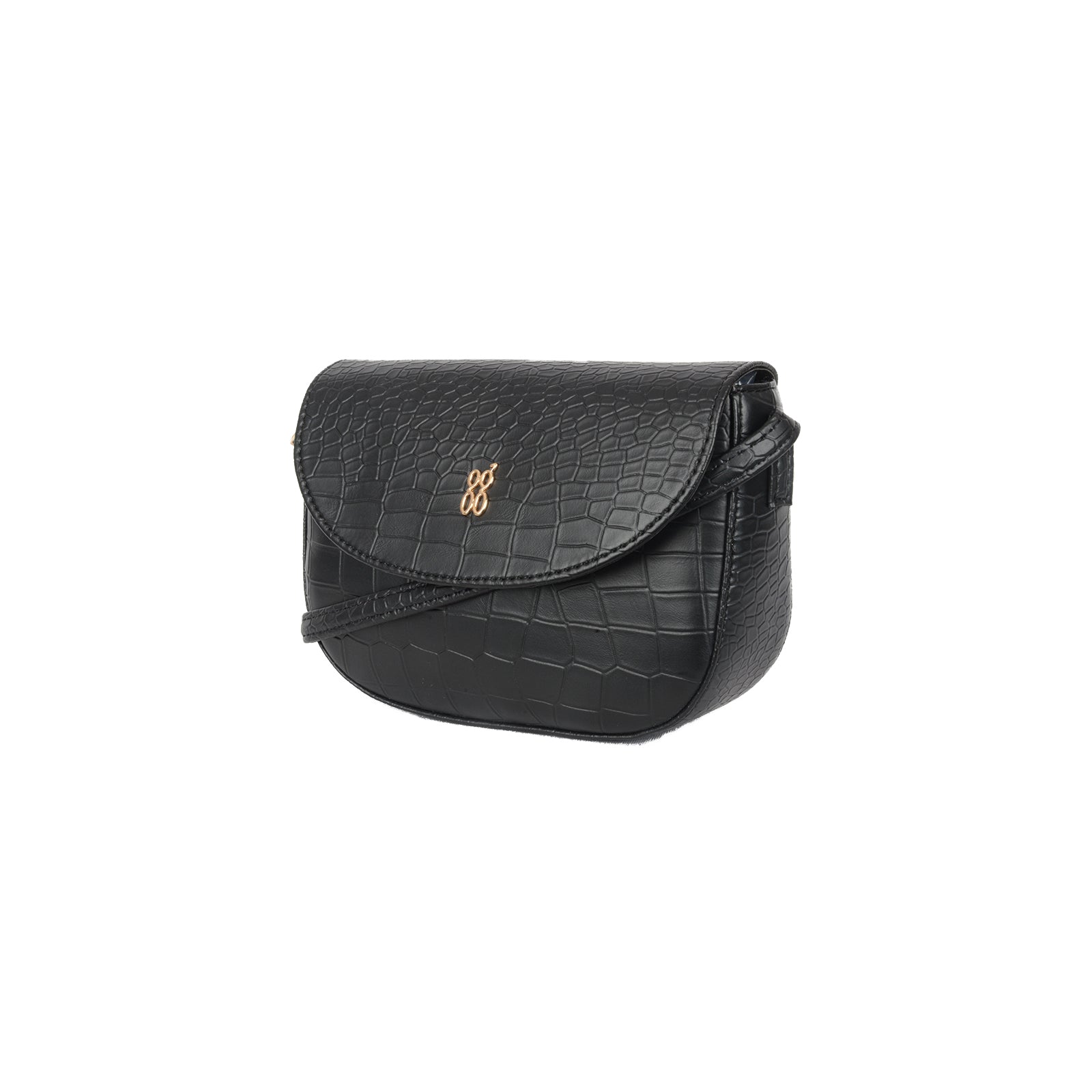 Elodie Black Small Saddle Sling Bag
