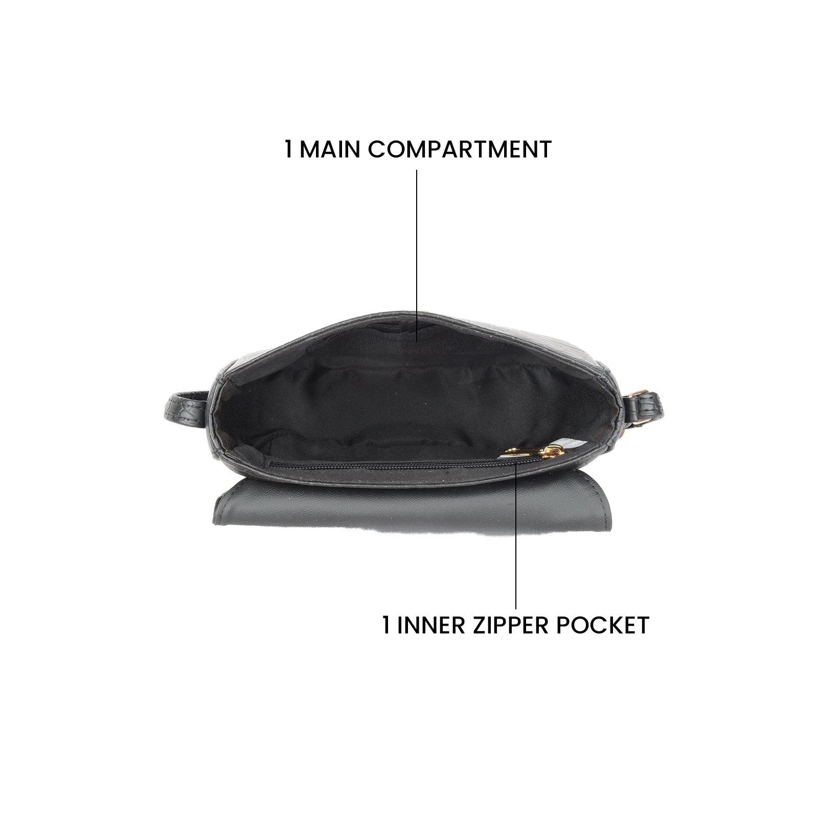 Elodie Black Small Saddle Sling Bag