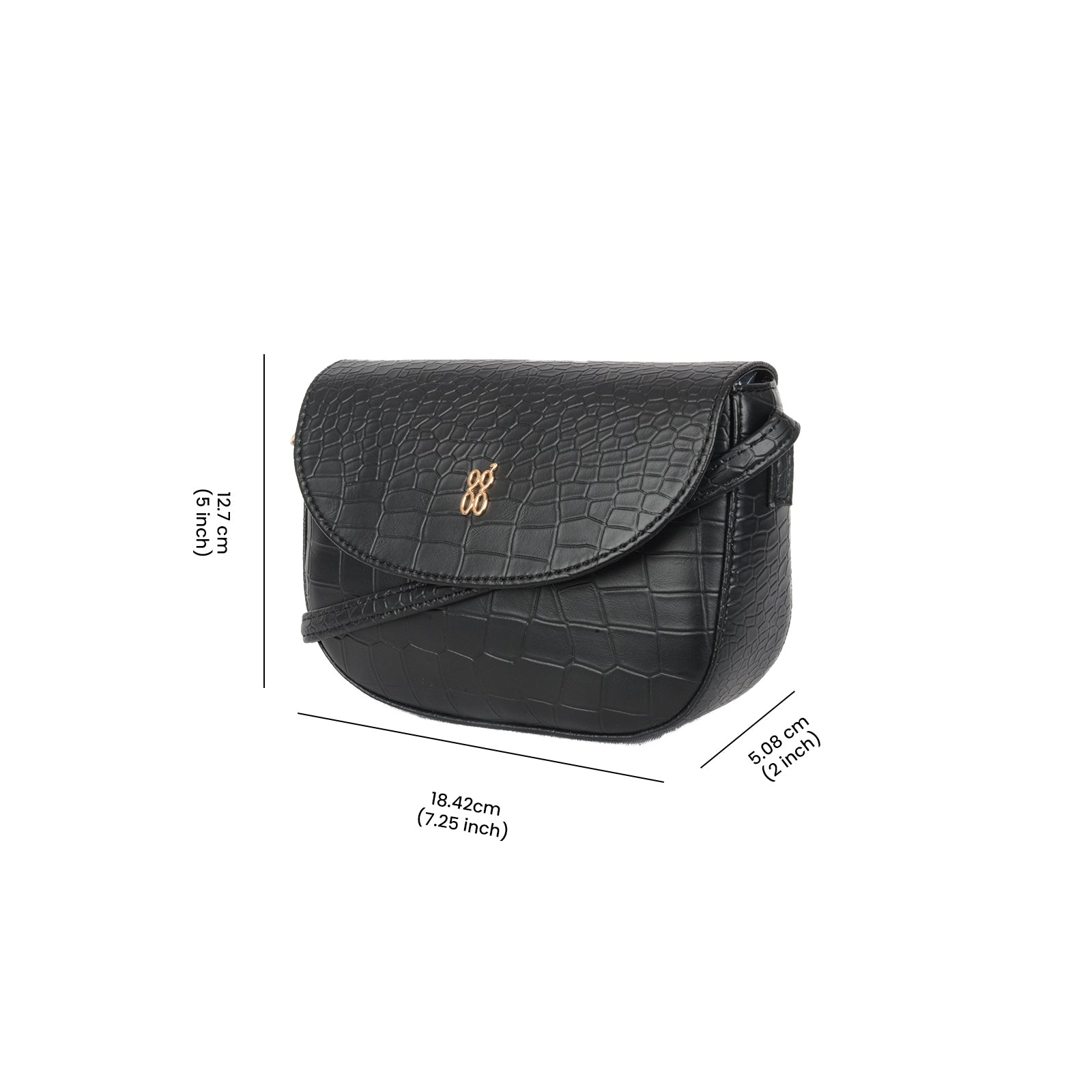 Elodie Black Small Saddle Sling Bag