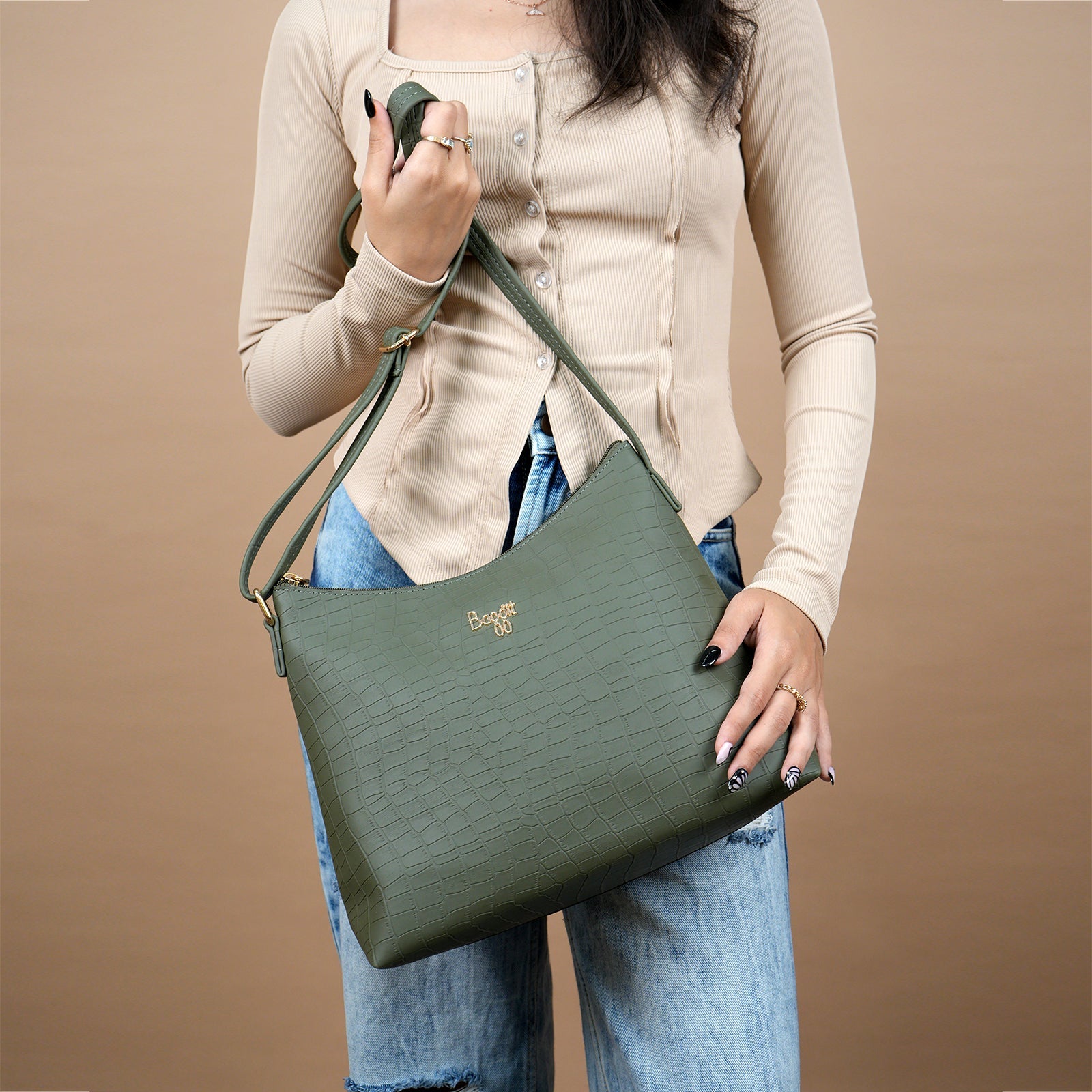 York Green Medium Hobo Bags