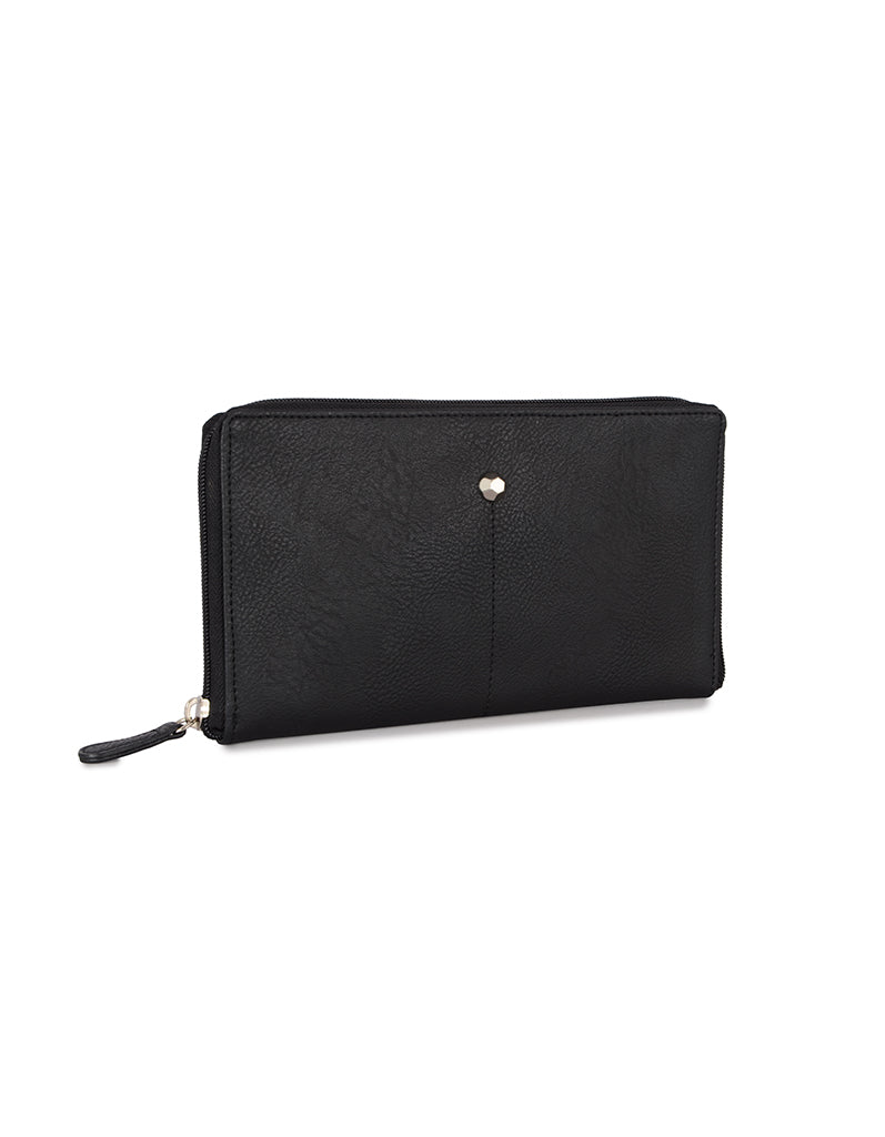 Jet Black Large Ziparound Wallet