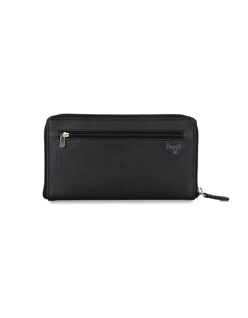 Jet Black Large Ziparound Wallet