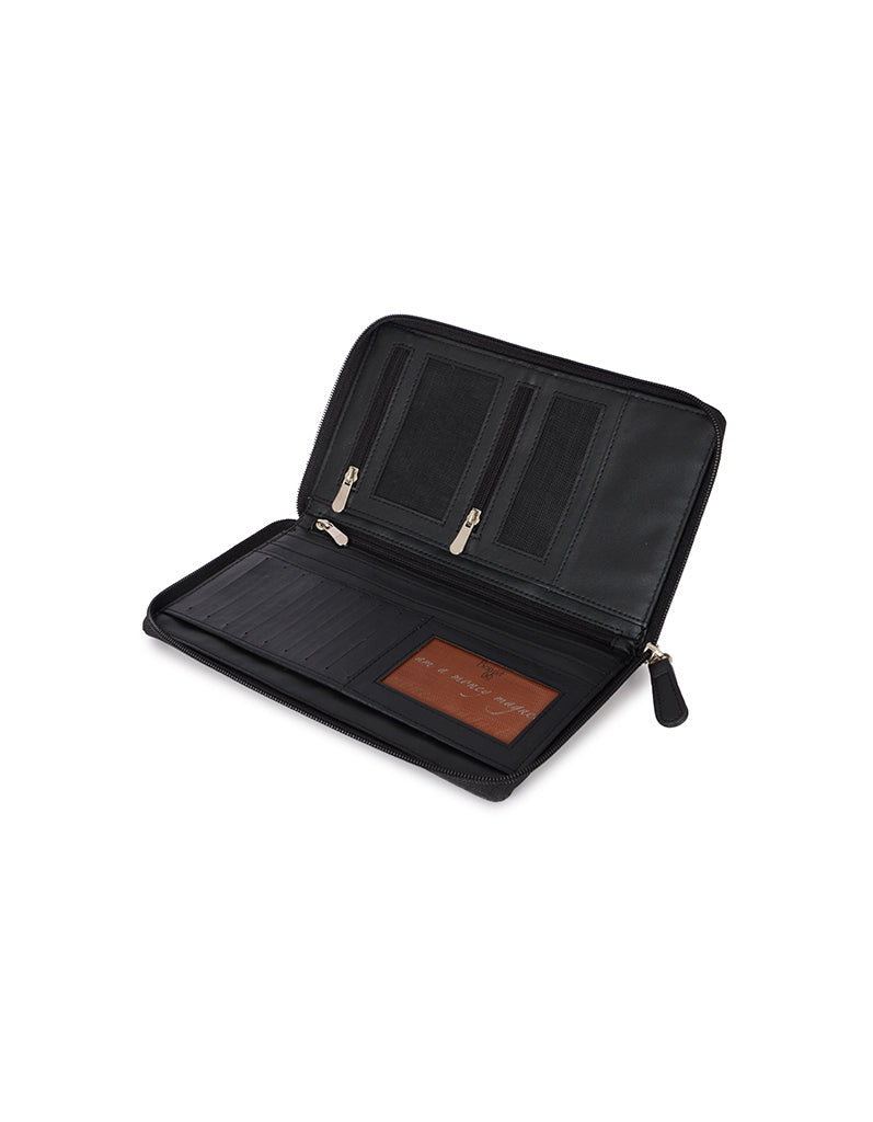 Jet Black Large Ziparound Wallet