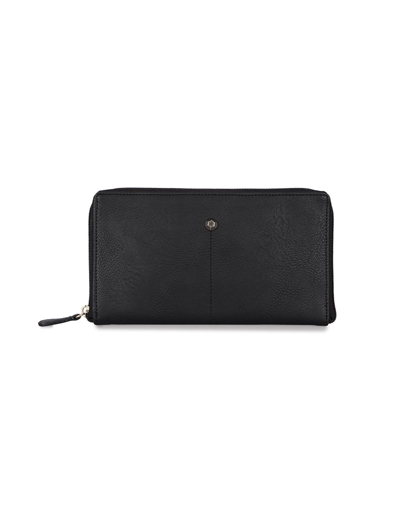 Jet Black Large Ziparound Wallet