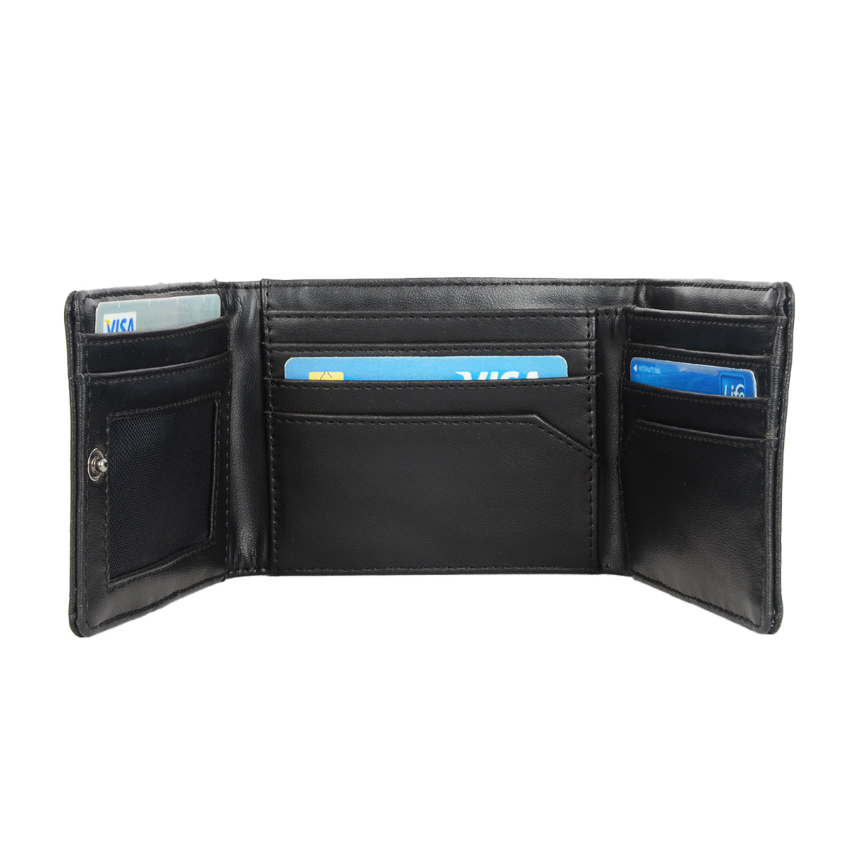 Zinky Black Small Three Fold Wallet