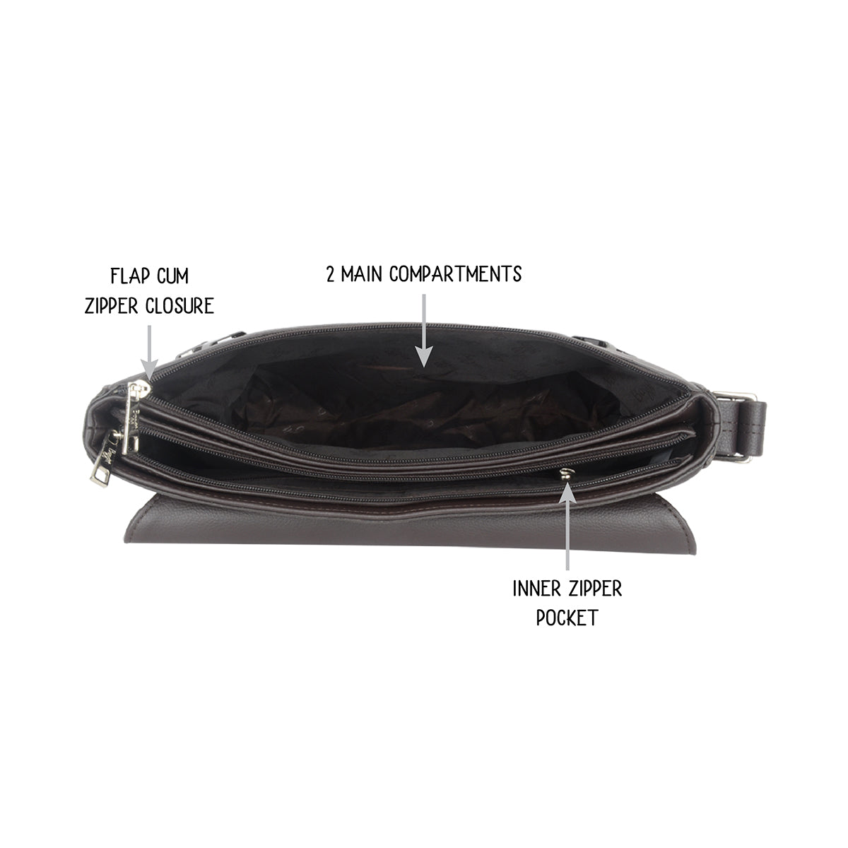 Cred Brown Medium Messenger Bags