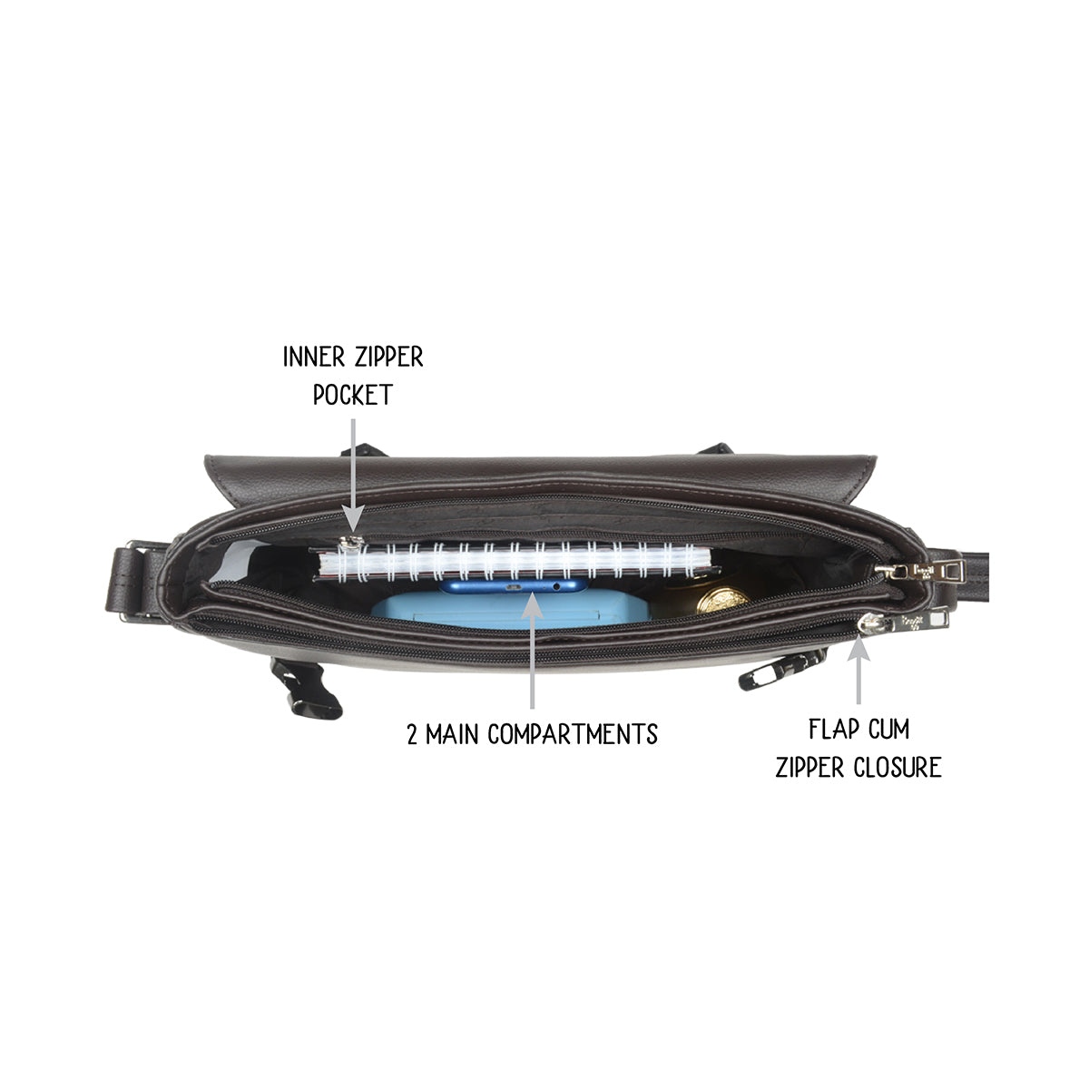 Cred Brown Medium Messenger Bags