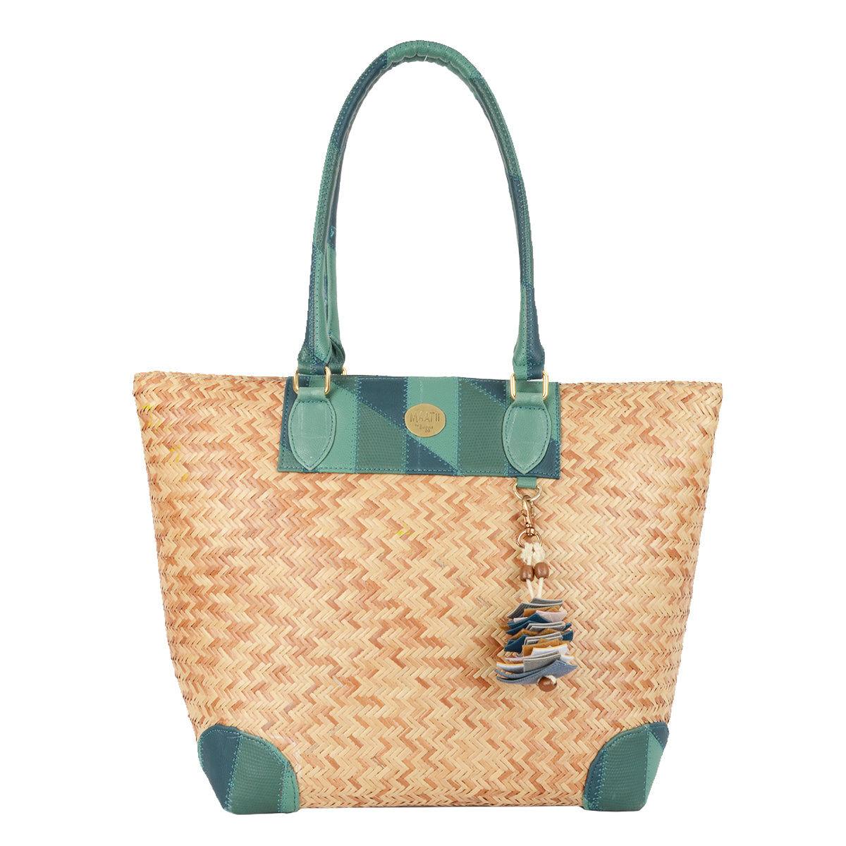 Caned Green Large Tote Bags