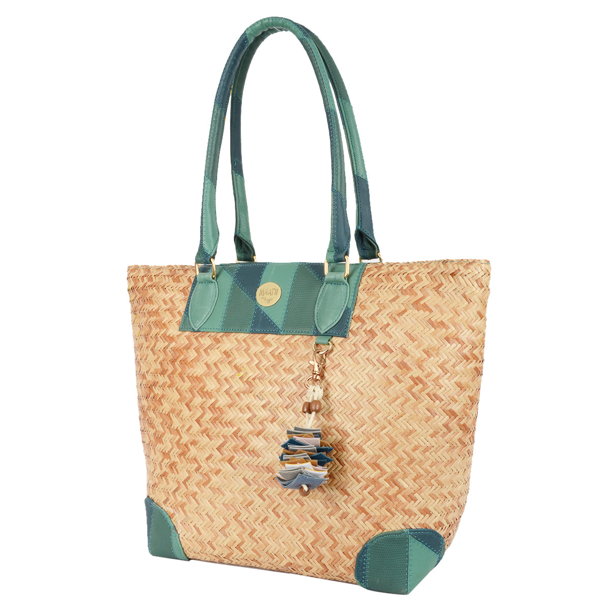 Caned Green Large Tote Bags
