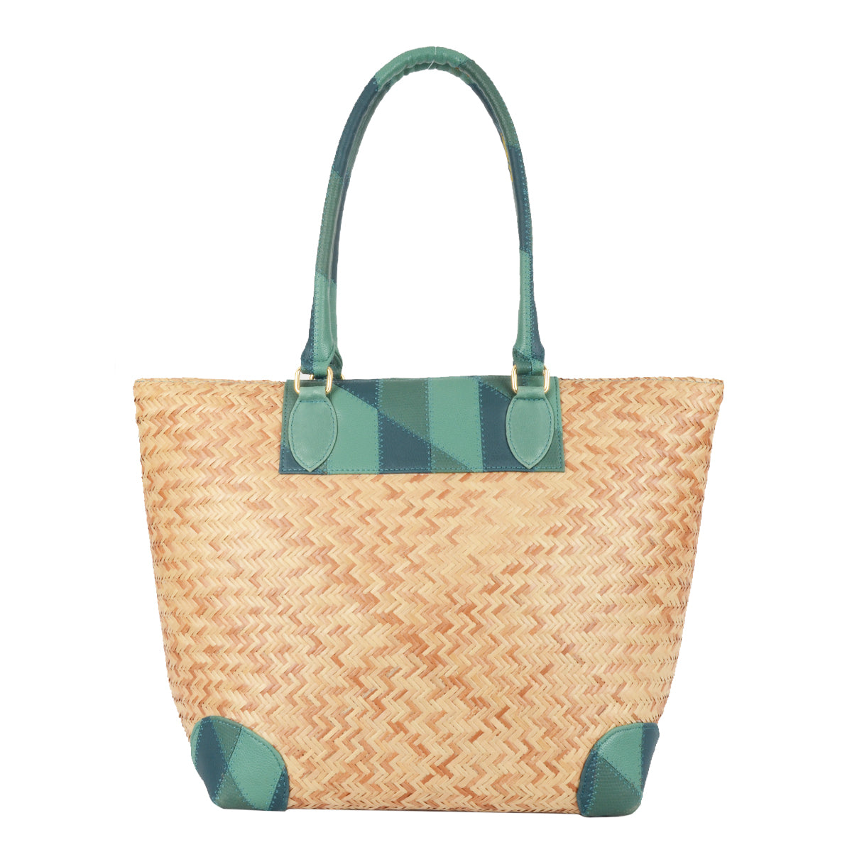 Caned Green Large Tote Bags