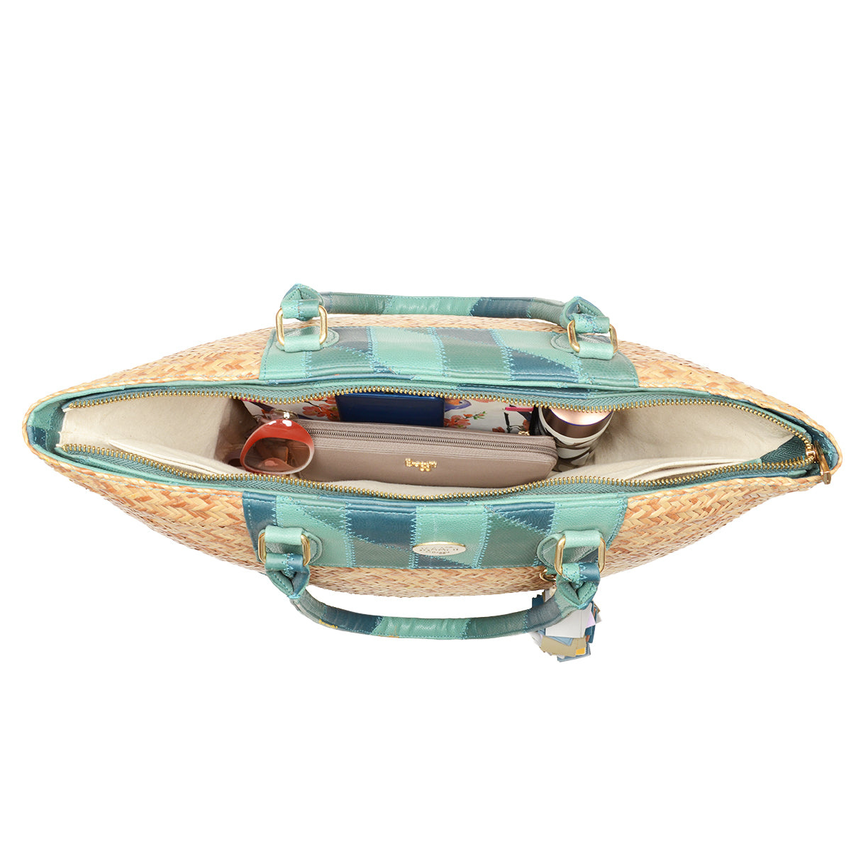 Caned Green Large Tote Bags