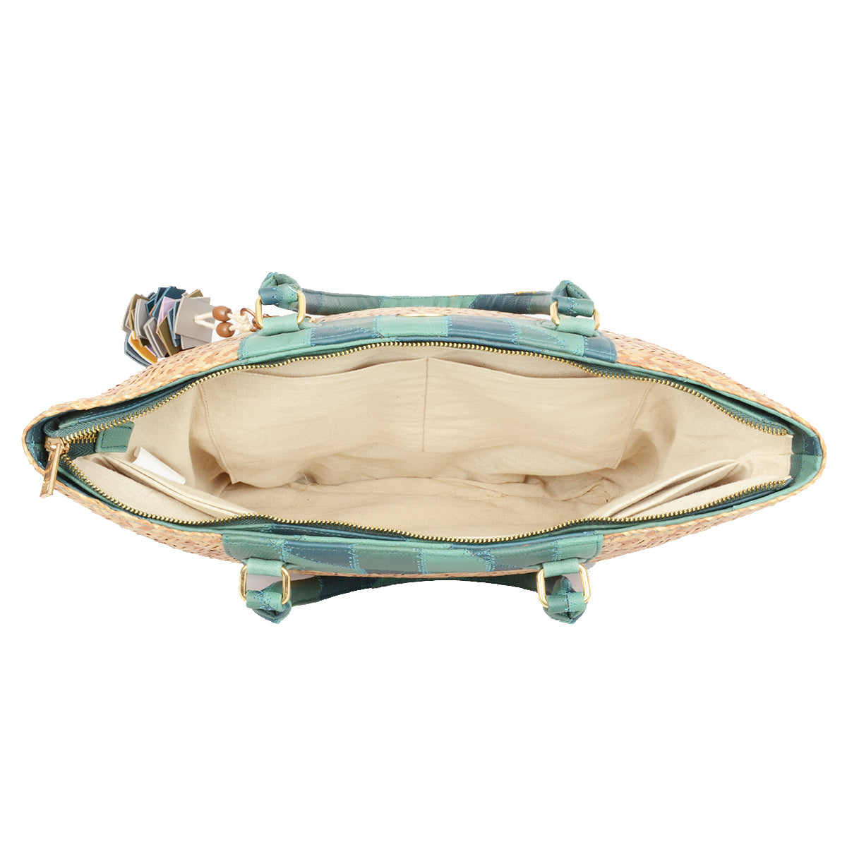 Caned Green Large Tote Bags