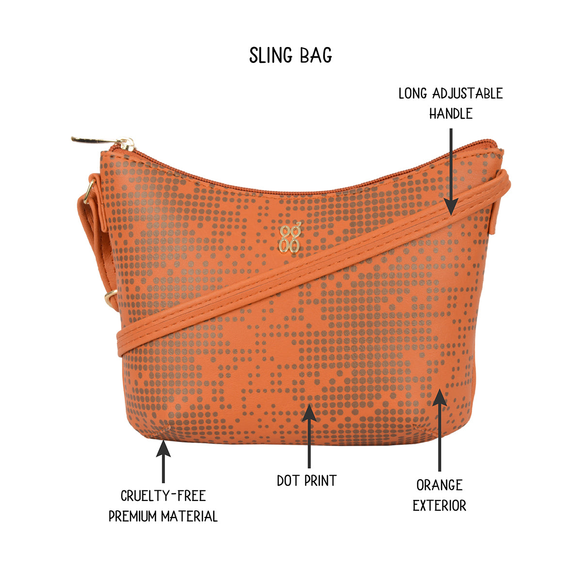 Hobs Orange Small Hobo Sling Bag