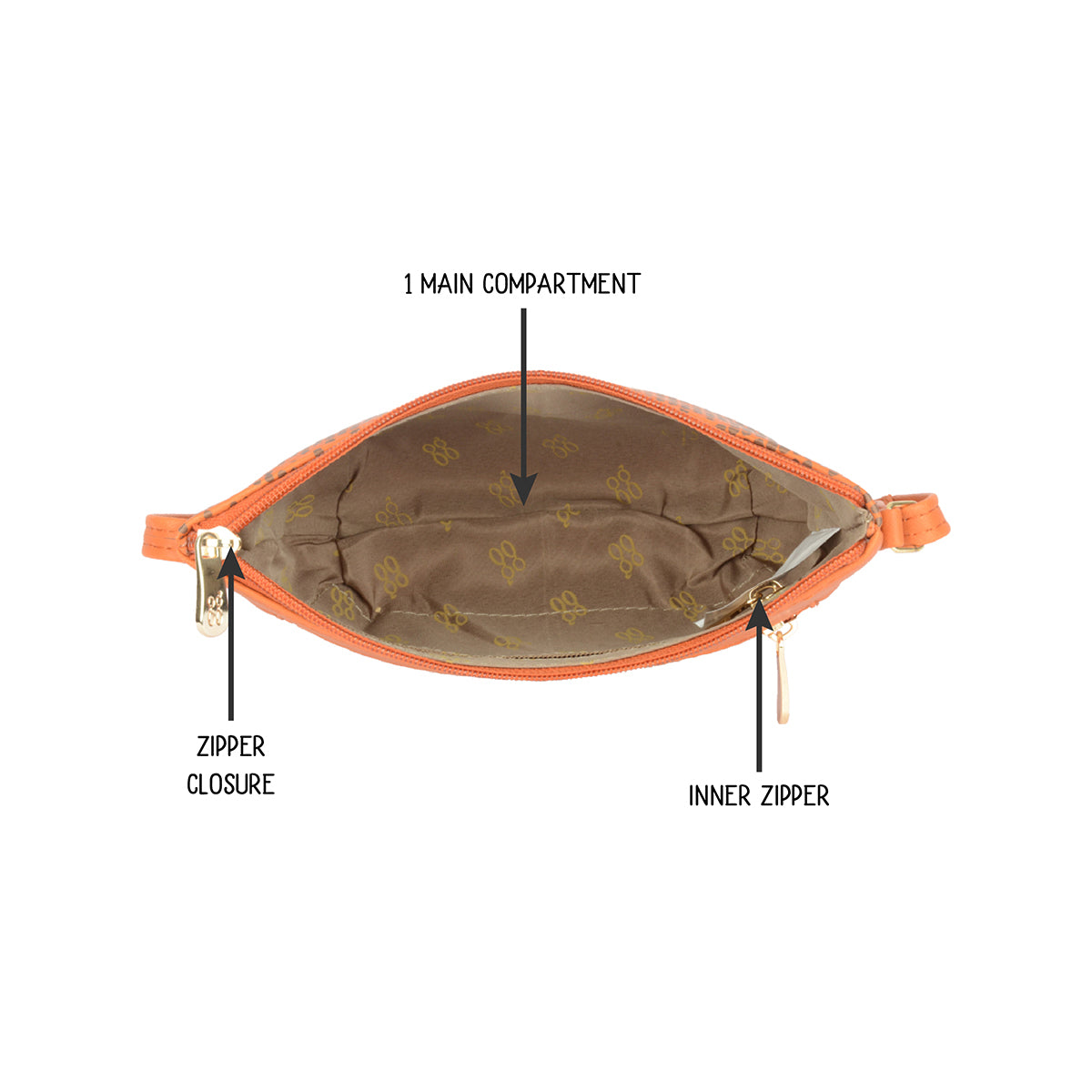 Hobs Orange Small Hobo Sling Bag