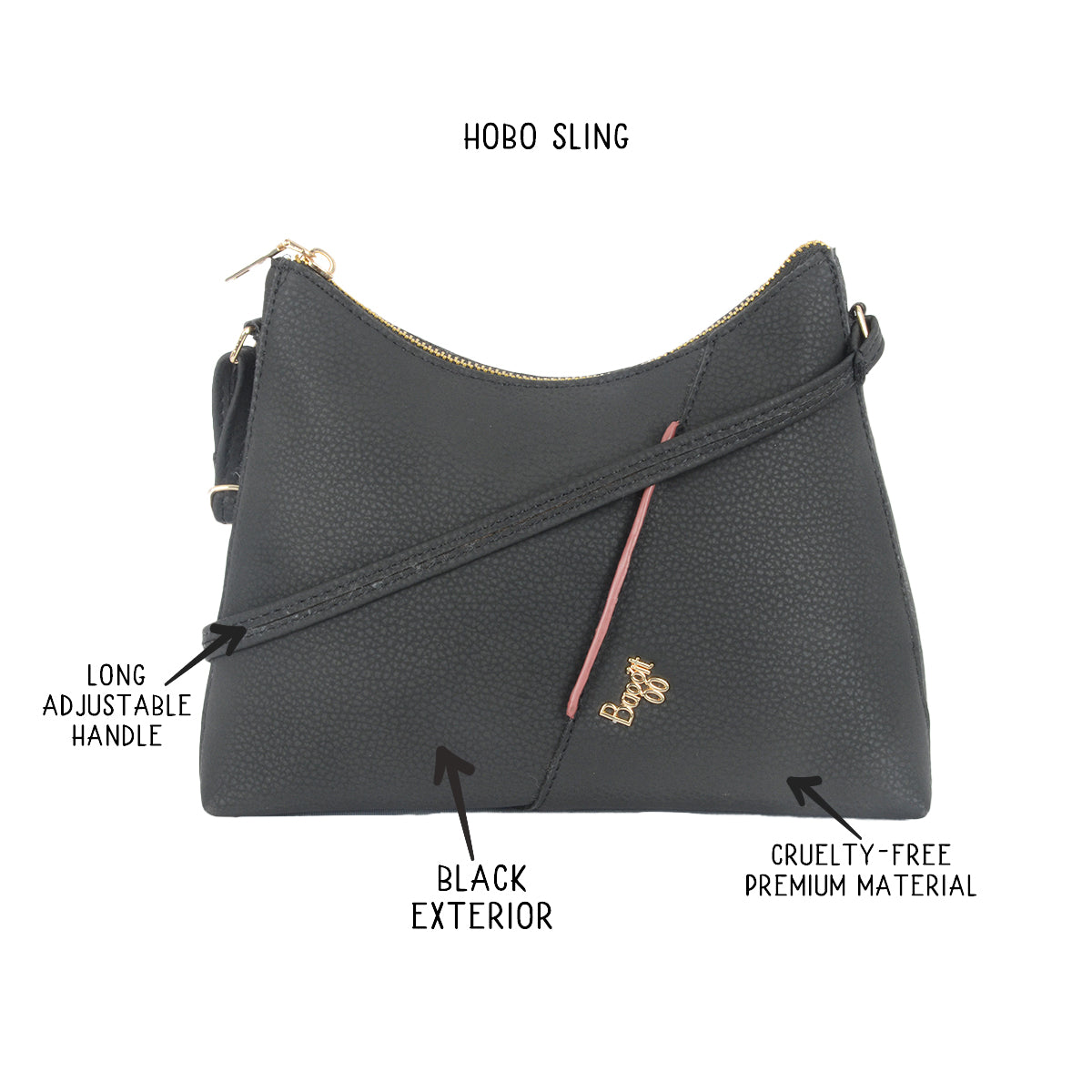 Almost Black XS Hobo Sling Bags