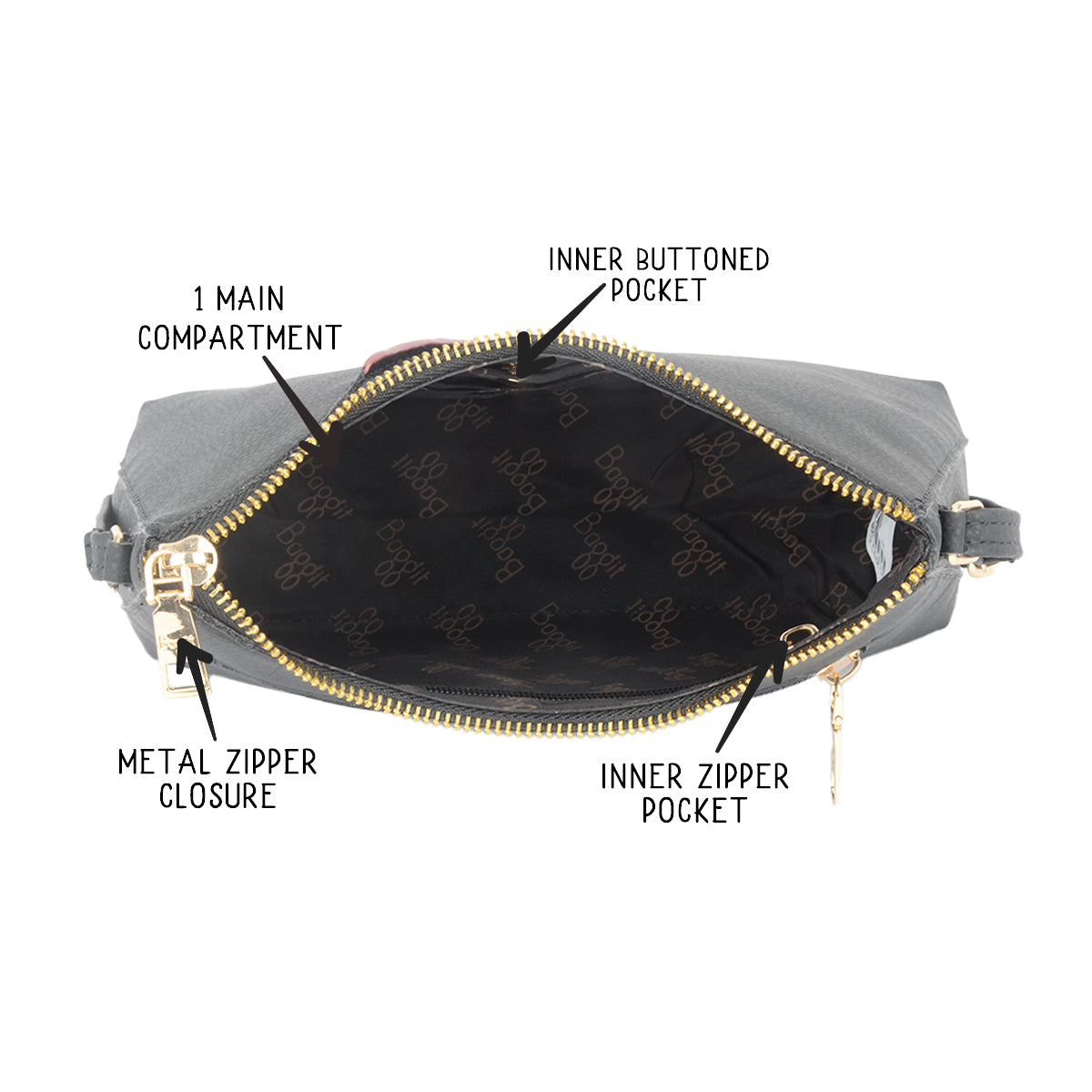 Almost Black XS Hobo Sling Bags