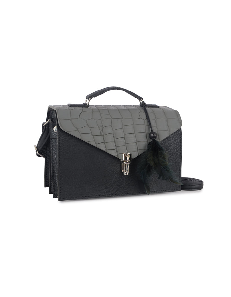 Besty Black Large Satchel Sling Bag