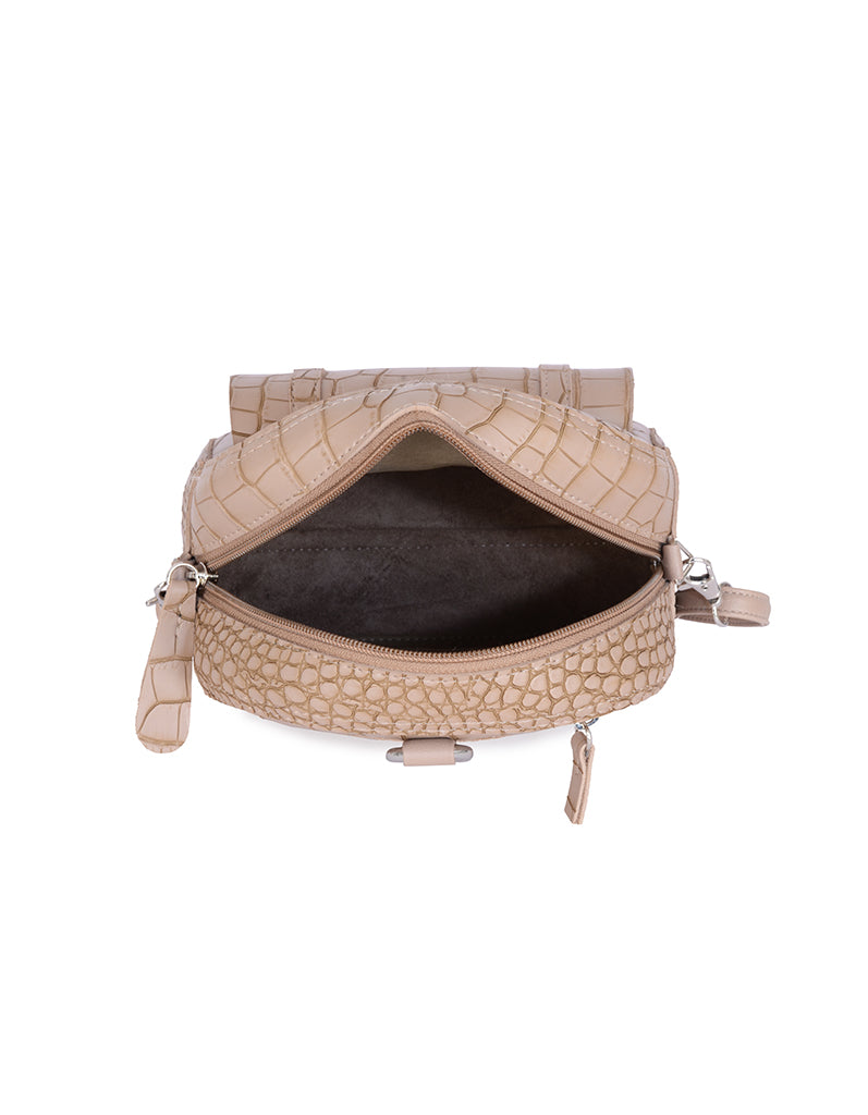 Dimple Beige Oversize Backpack Sling Bag