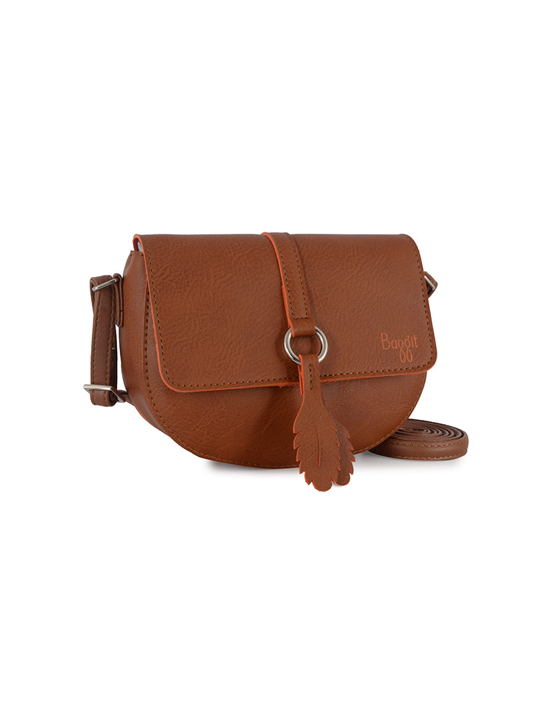 Flashy Orange Medium Saddle Sling Bag