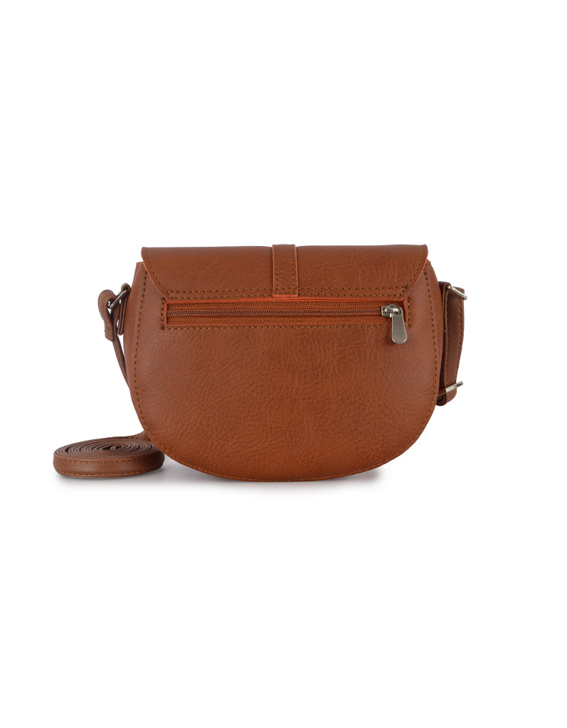 Flashy Orange Medium Saddle Sling Bag