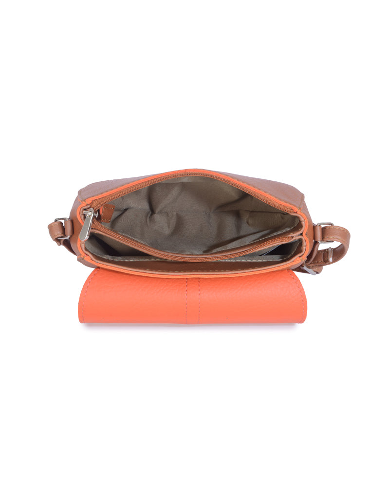 Flashy Orange Medium Saddle Sling Bag