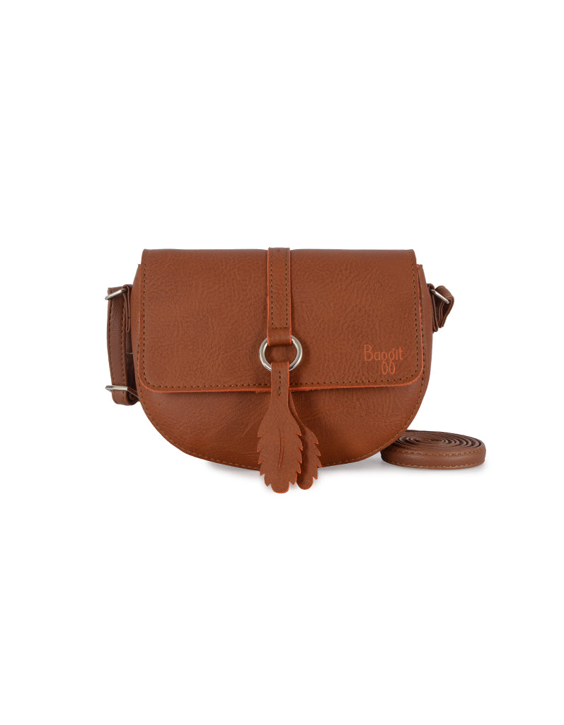 Flashy Orange Medium Saddle Sling Bag