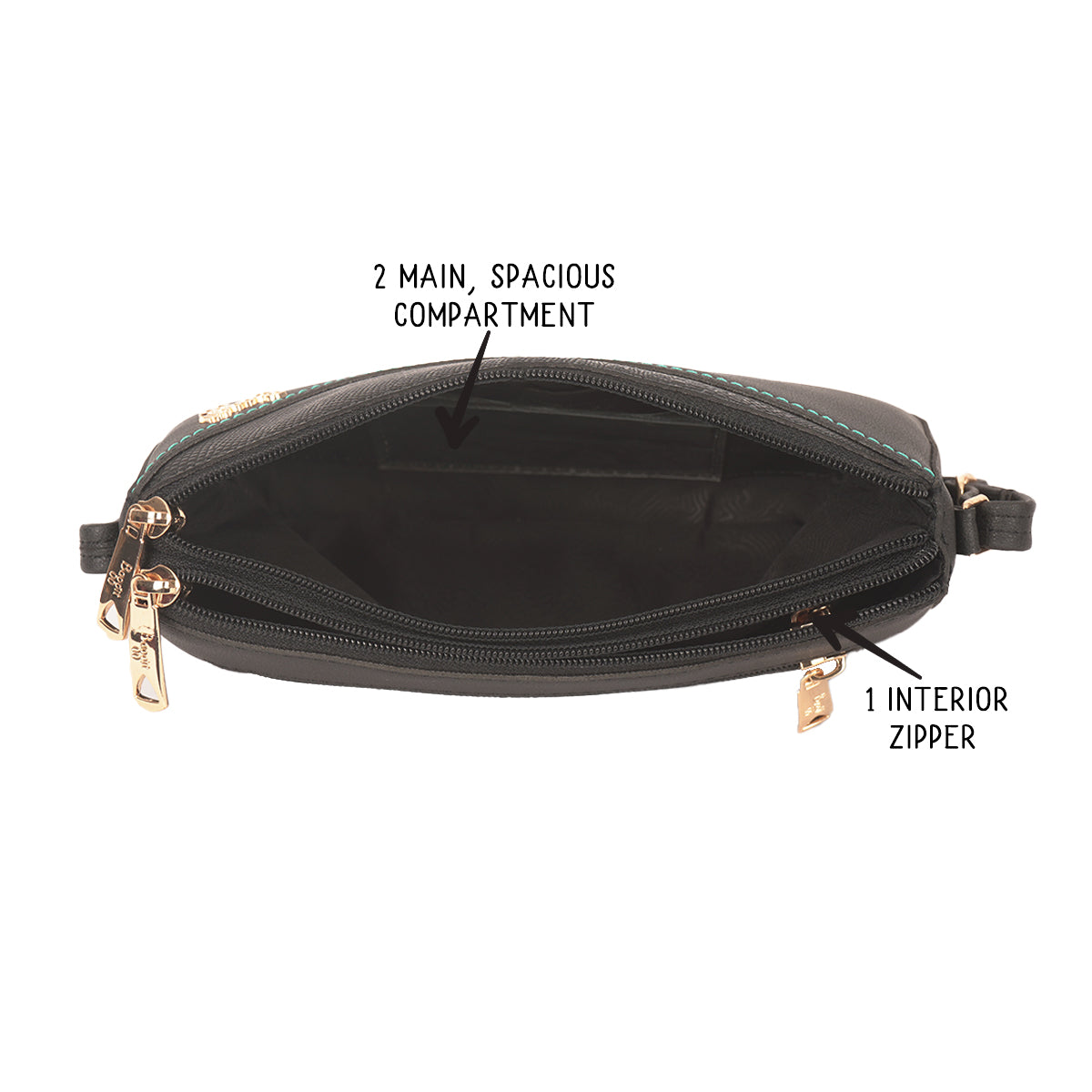 Gosh Black Large Baguette Sling Bags